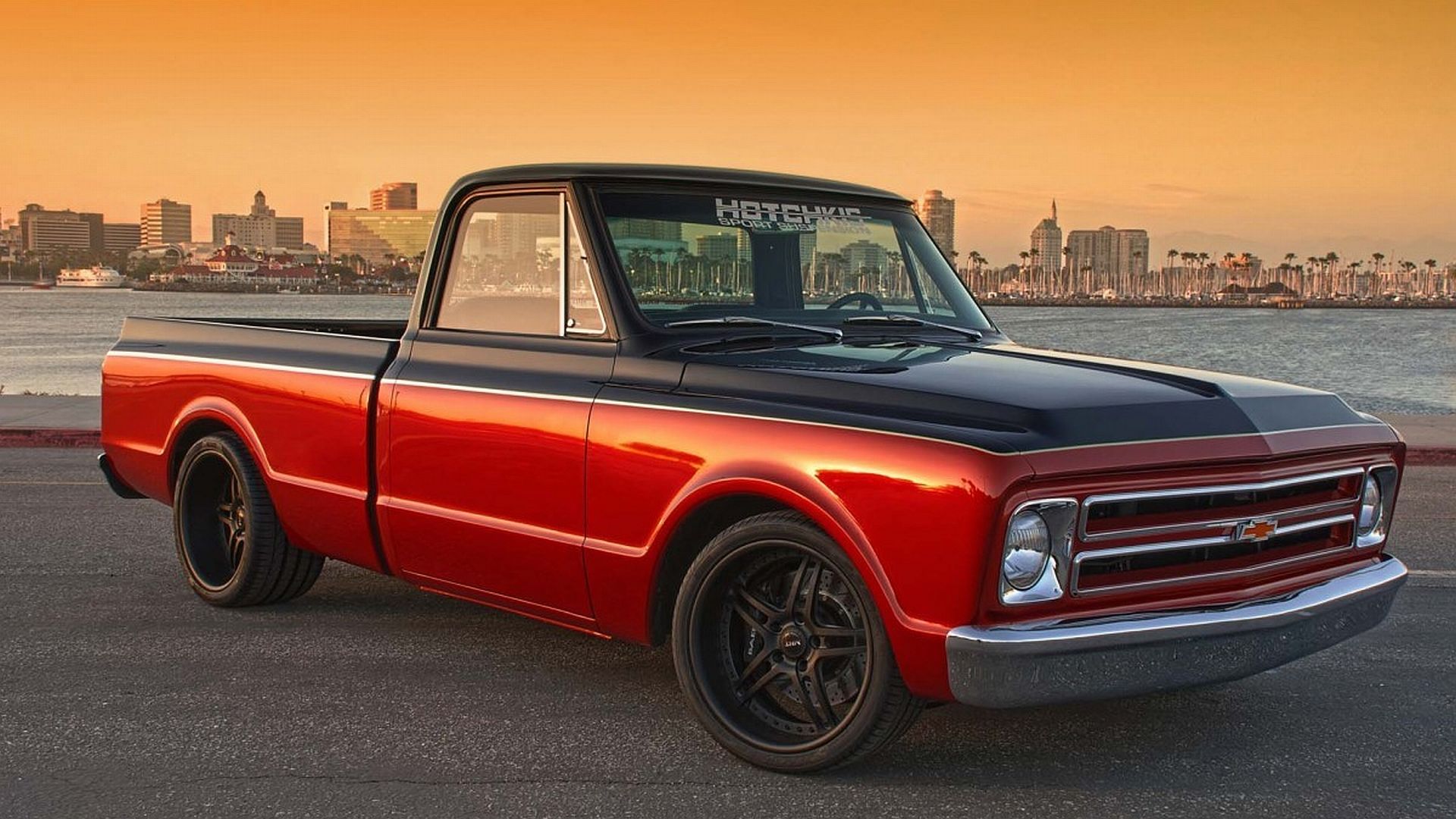 Pickup Chevrolet rossa e nera, 1920x1080 Full HD, PC