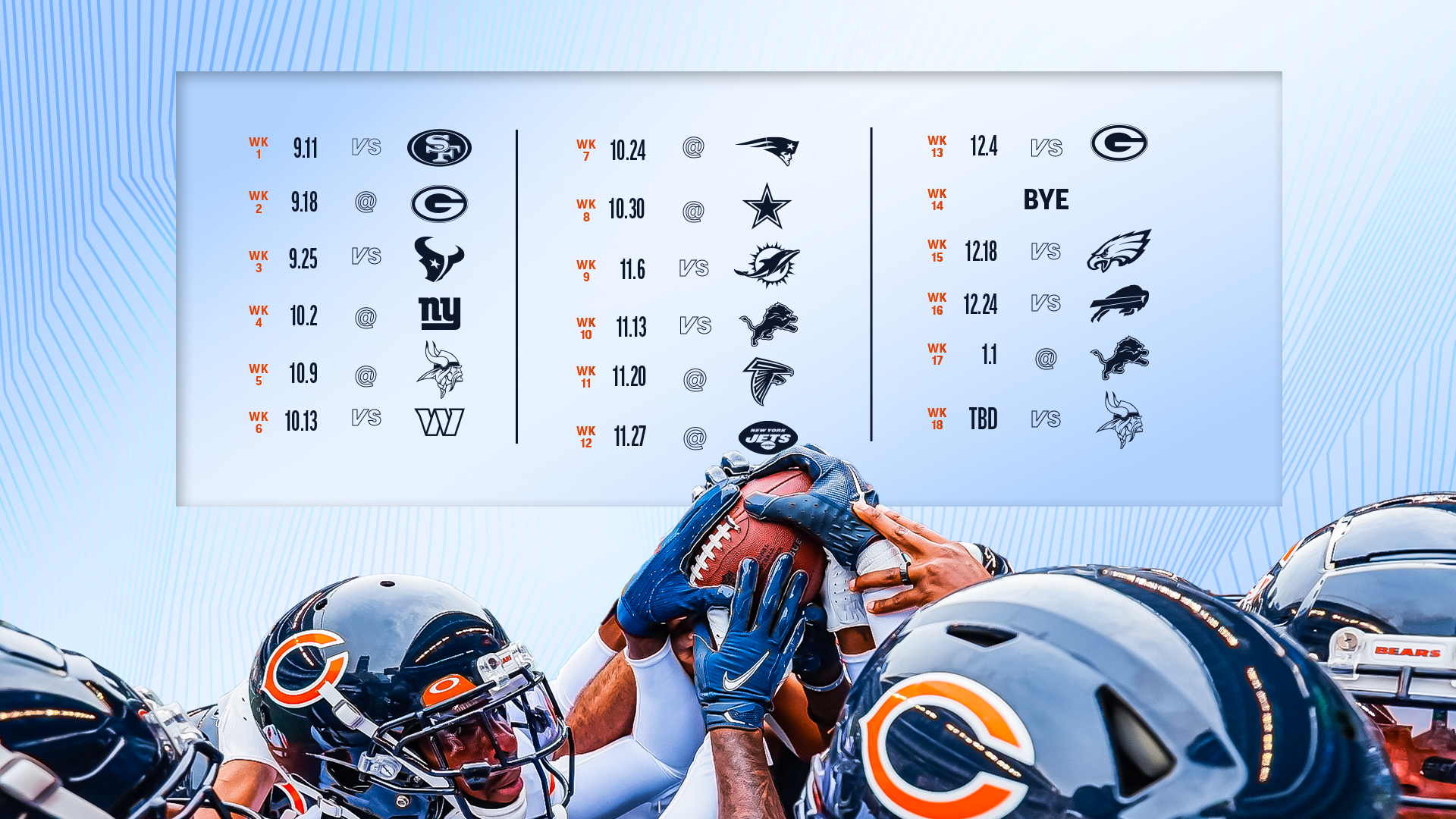 Caschi Chicago Bears calendario NFL, 1920x1080 Full HD, PC Desktop