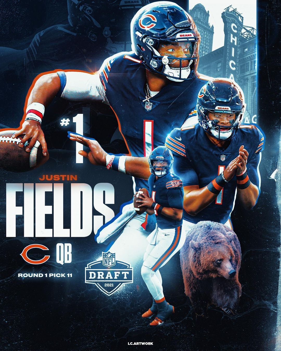 Justin Fields Chicago Bears QB, 1080x1350 Verticale, Android