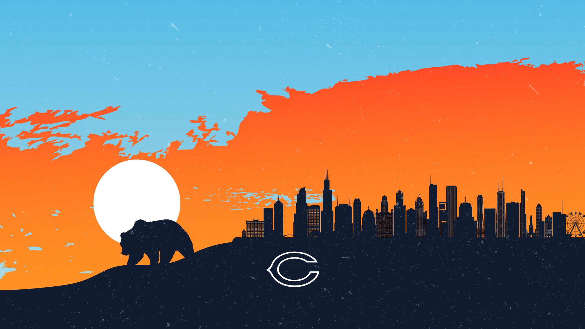 Orso silhouette skyline Chicago Bears, 1920x1080 1080p, PC Desktop