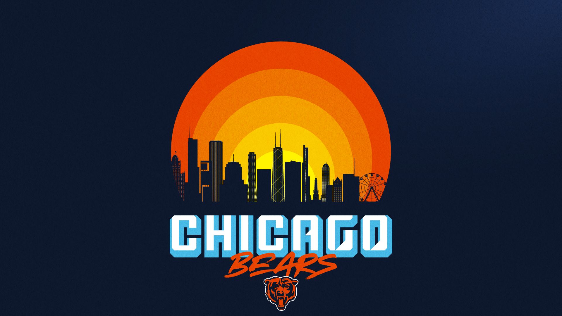 Logo Chicago Bears skyline, 1921x1081 1080p, Desktop