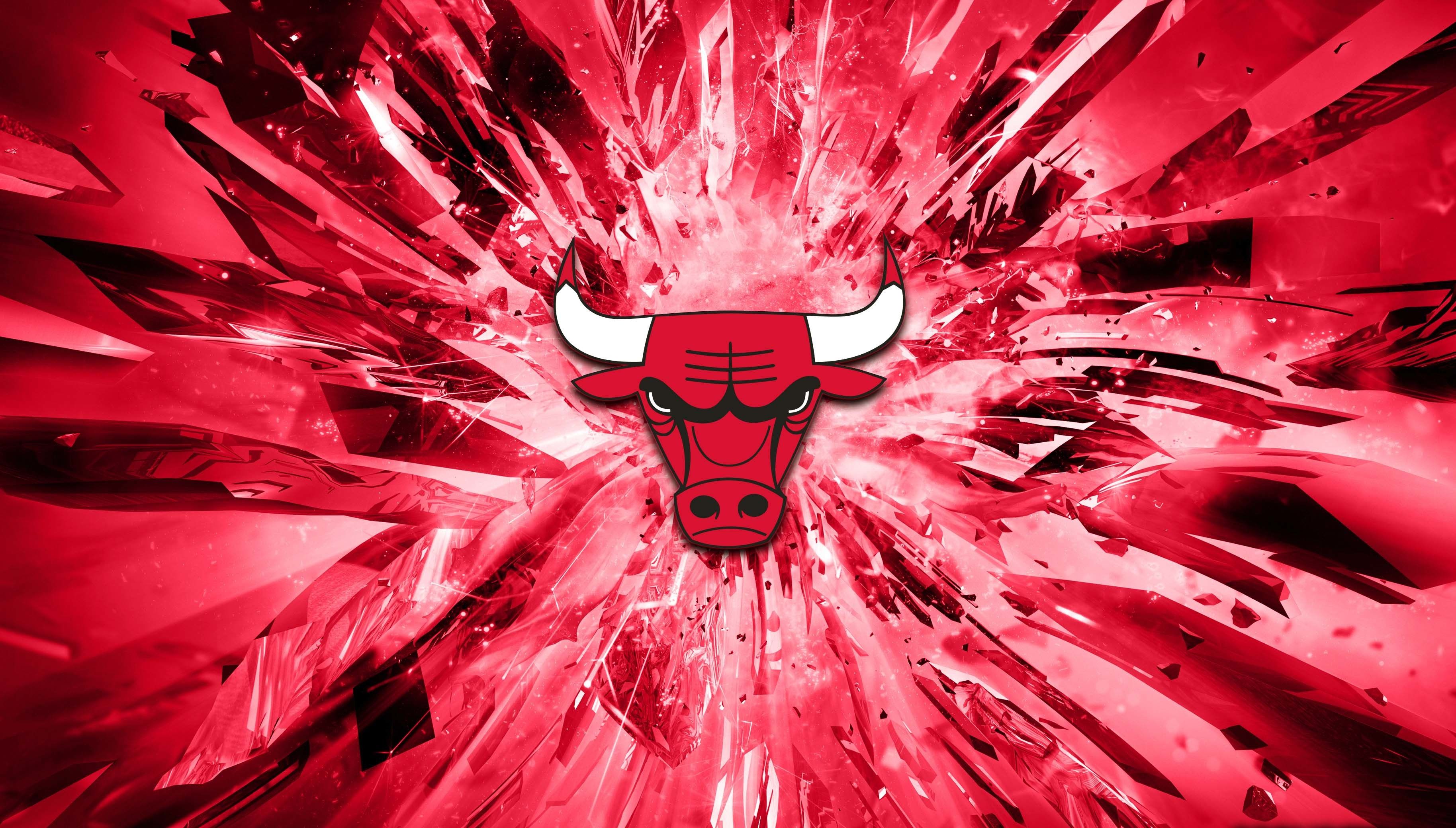 Logo Chicago Bulls astratto rosso, NBA, 3656x2080 2K+, PC