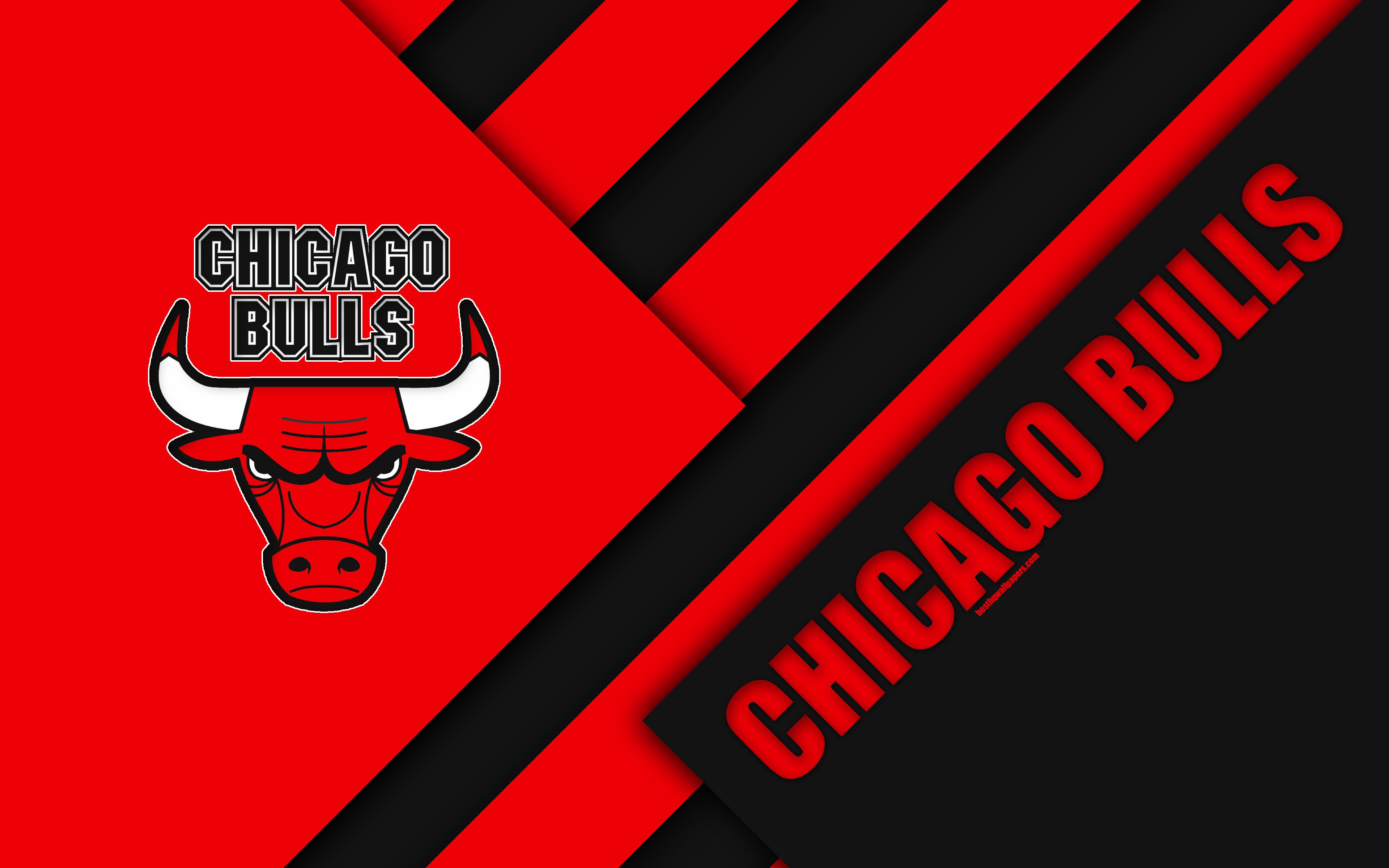 Logo Chicago Bulls rosso nero, 3840x2400 UHD, PC 4K