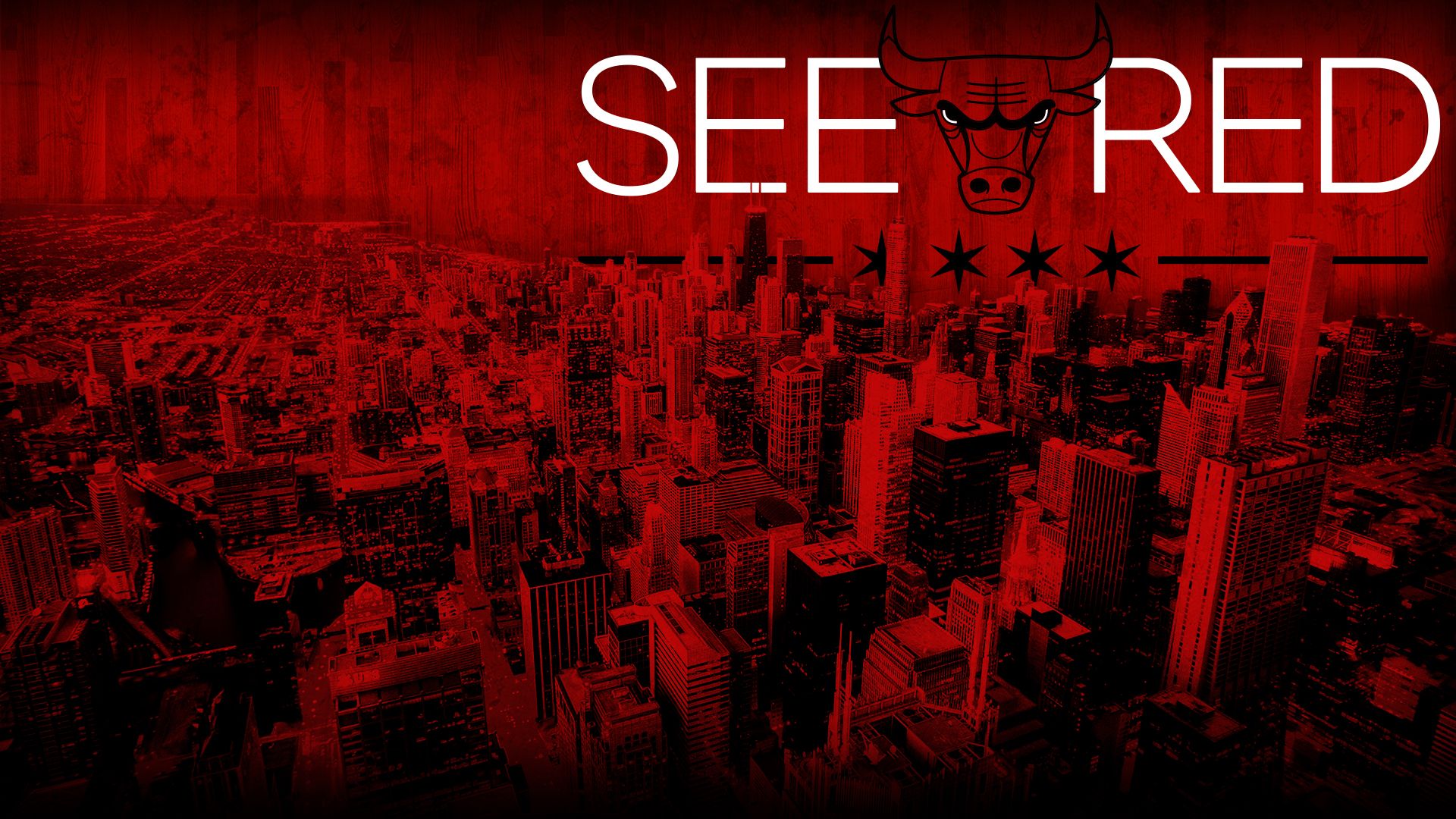 Chicago Bulls logo skyline rosso, 1920x1080 Full HD 1080p, PC