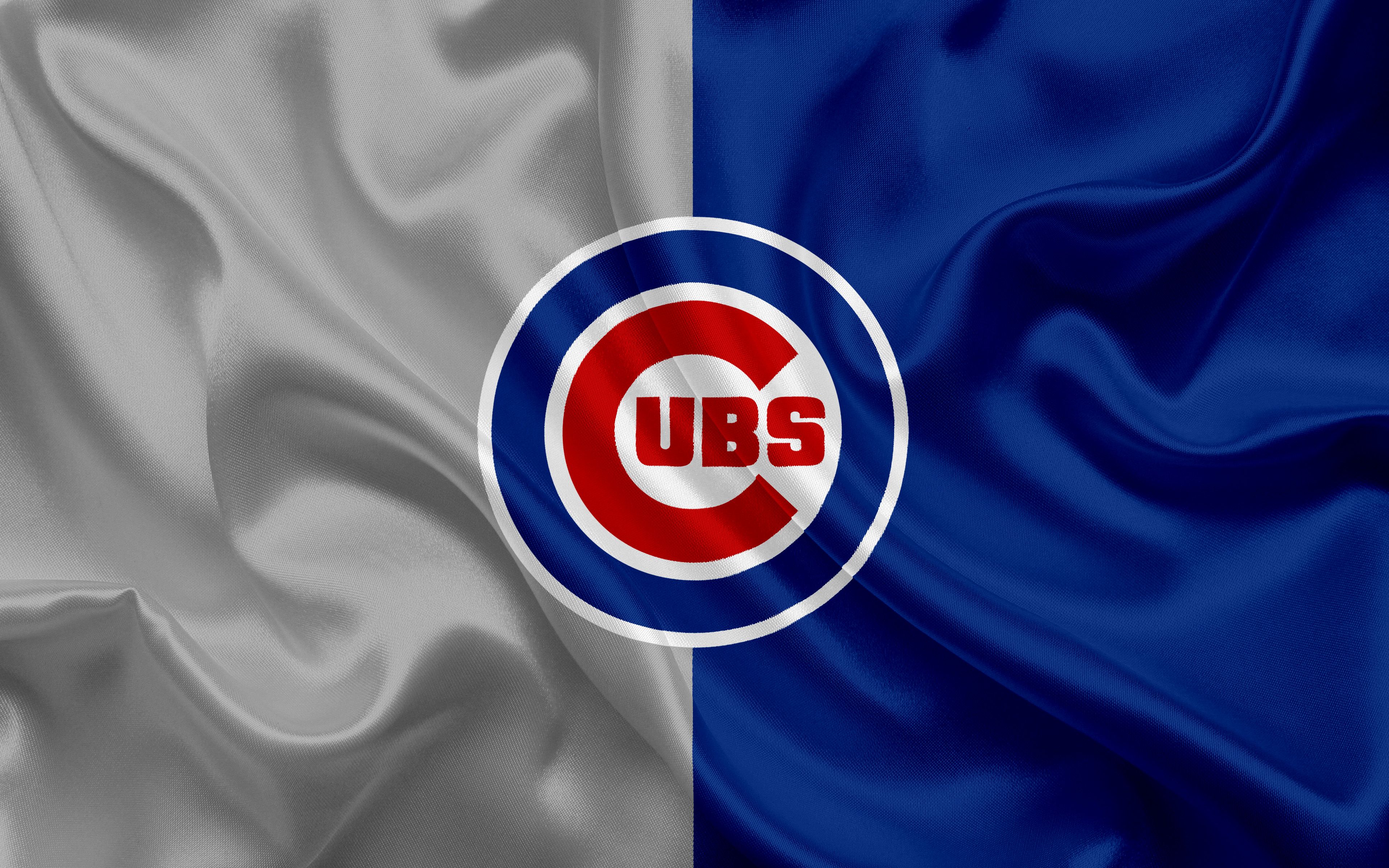 Logo Chicago Cubs bandiera seta, 3840x2400 4K Ultra HD, Monitor 4K