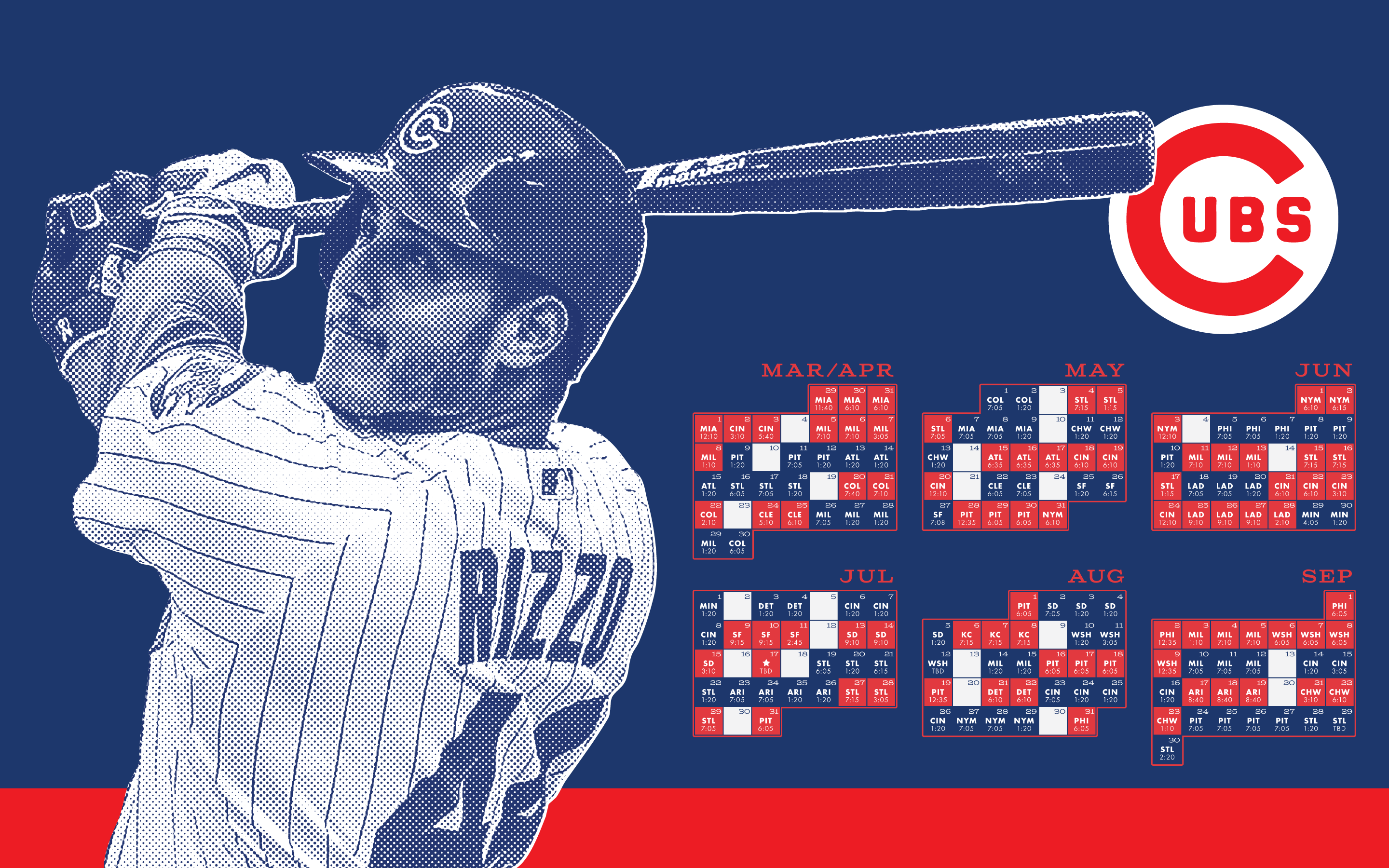 Rizzo Chicago Cubs calendario, 2880x1800 WQXGA, Laptop