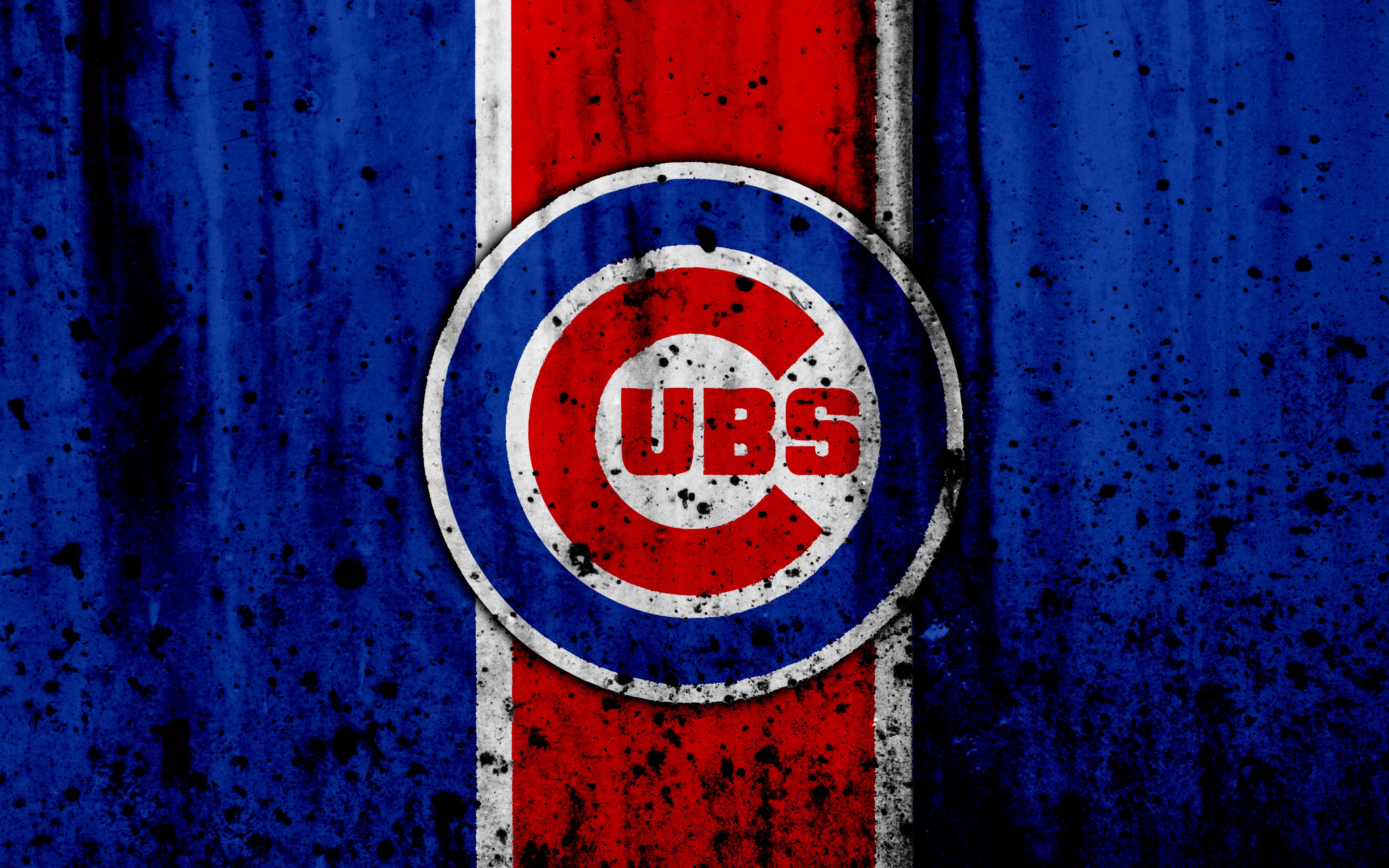 Logo Chicago Cubs texture pietra, 3840x2400 4K Ultra HD, Monitor 4K