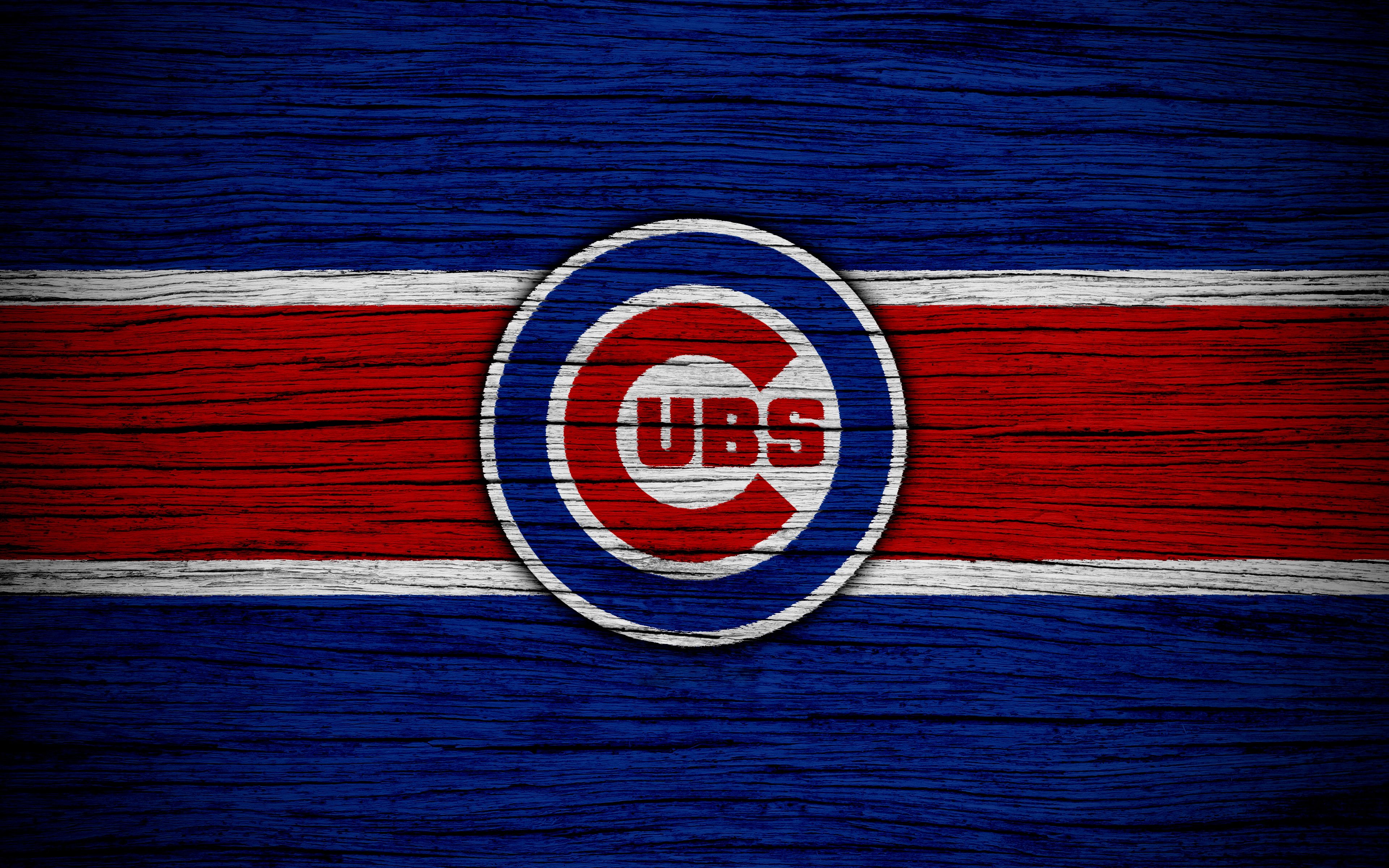Logo Chicago Cubs su legno, 3840x2400 Ultra HD, 4K TV