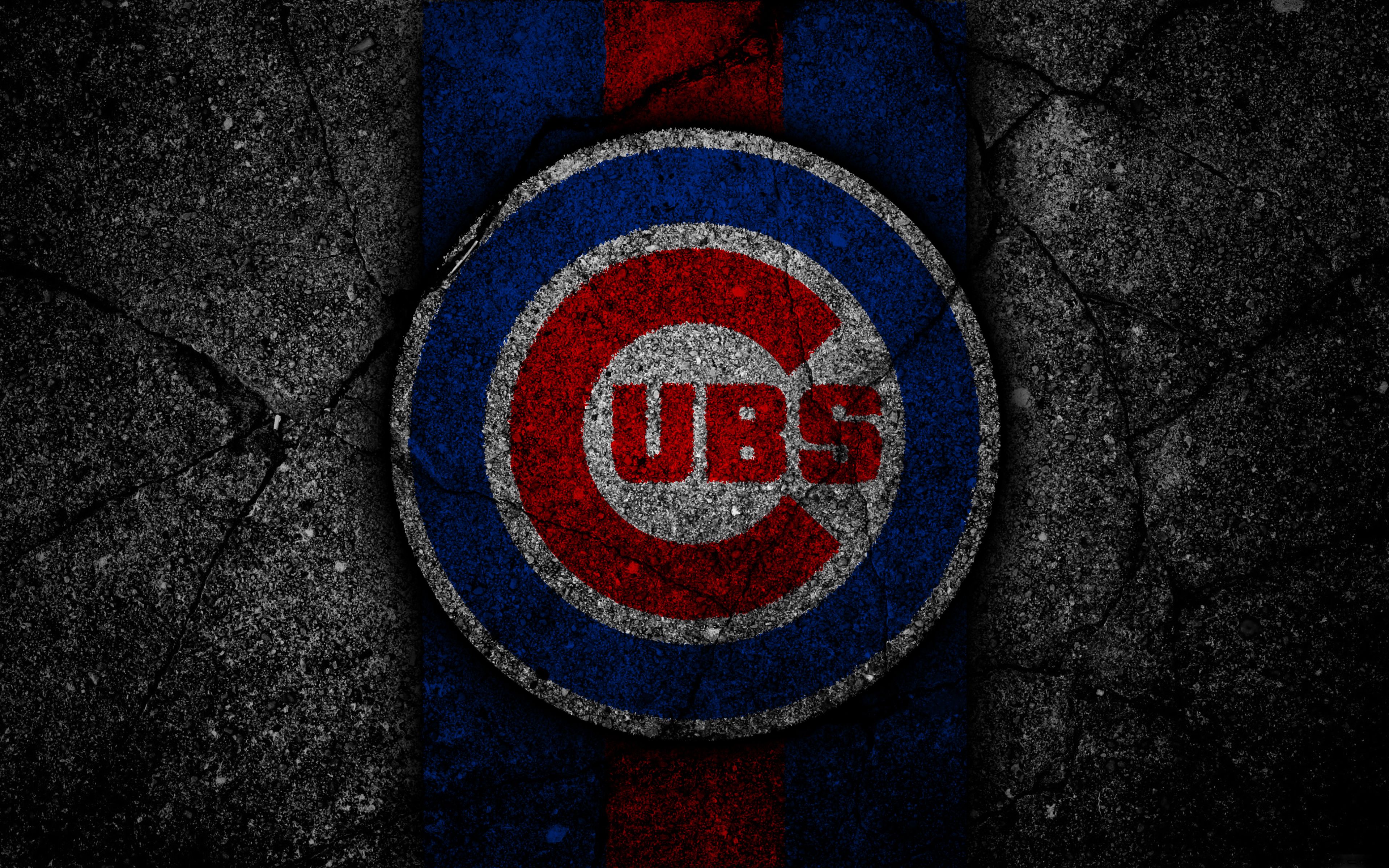 Logo Chicago Cubs su asfalto, 3840x2400 4K Ultra HD, Monitor 4K
