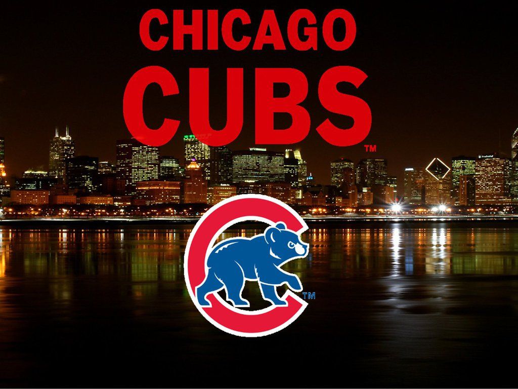 Logo Chicago Cubs skyline notturno, 1024x768 HD, Laptop