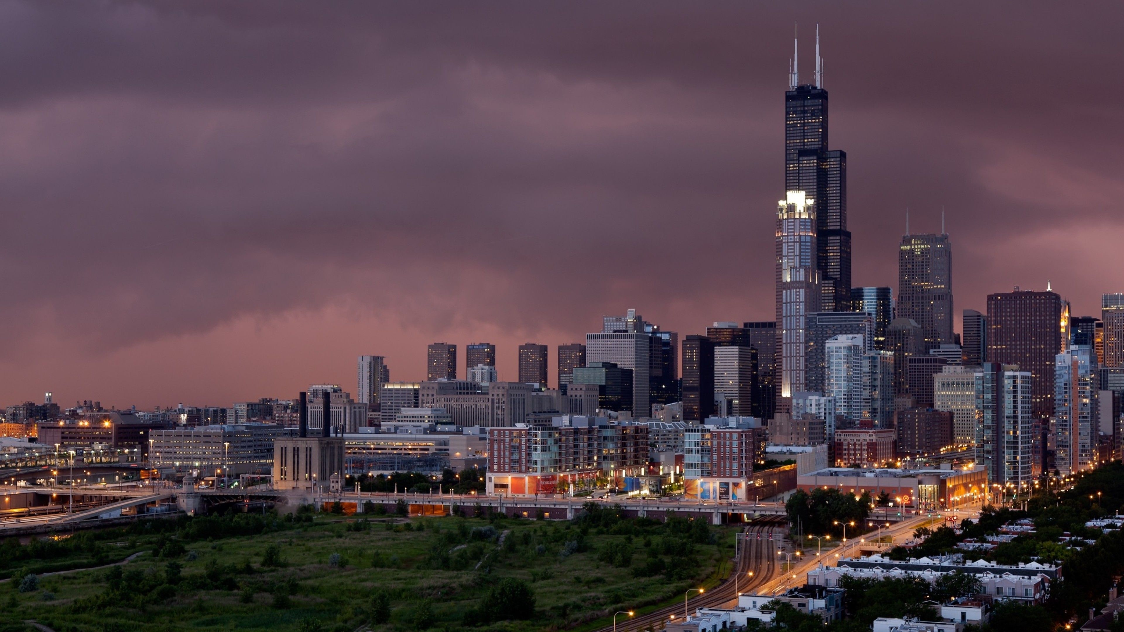 Skyline di Chicago al tramonto, 3840x2160 Ultra HD, 4K TV