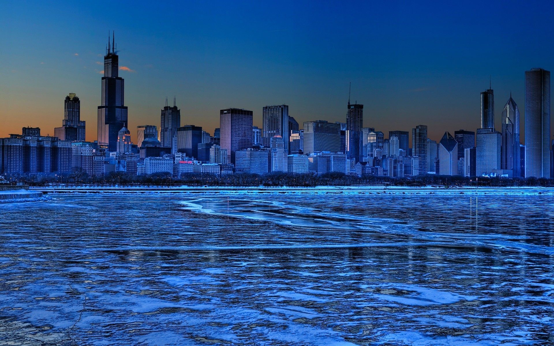 Skyline di Chicago al tramonto, 1920x1200 Full HD+, Desktop