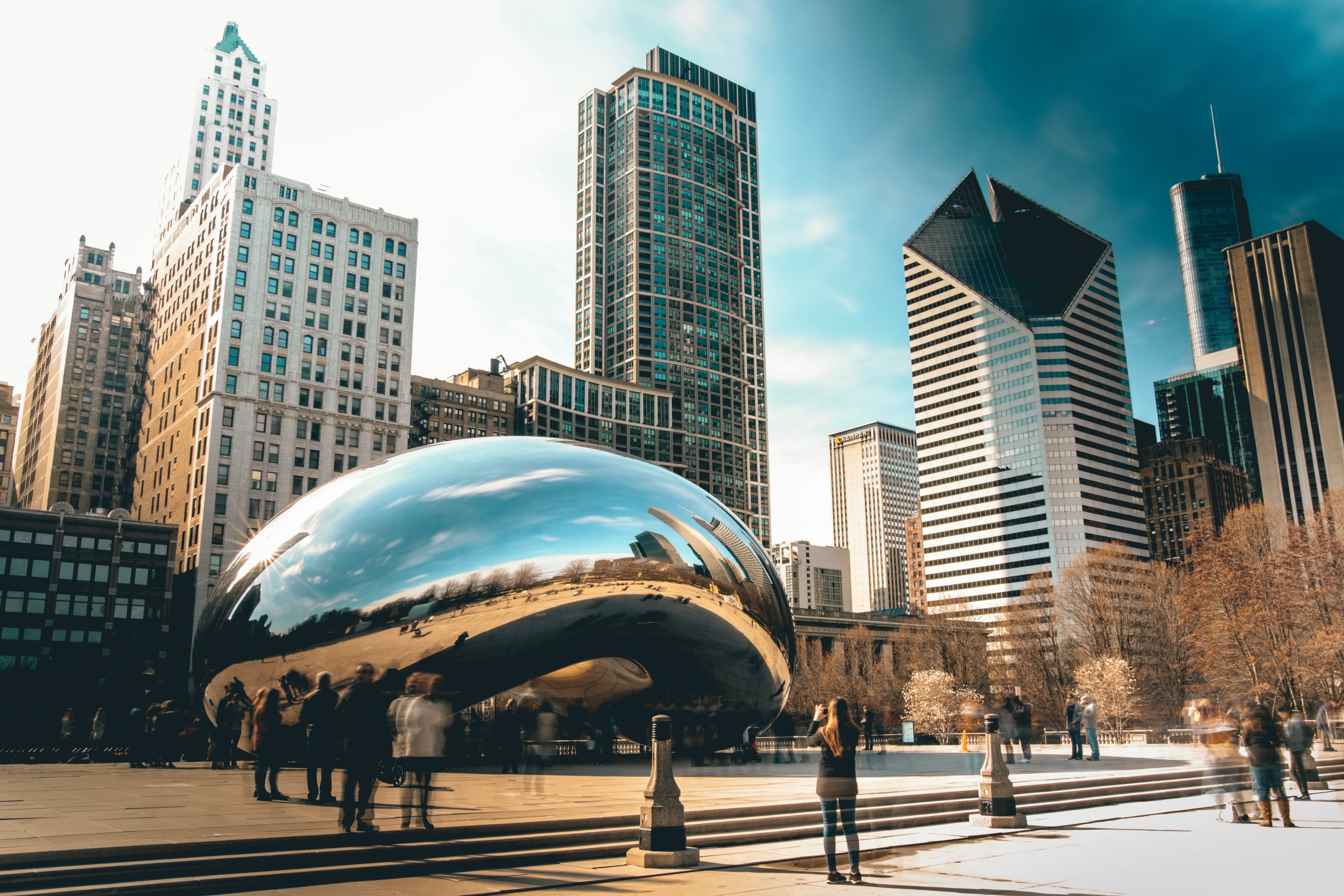 Cloud Gate Chicago skyline, 5472x3648 Ultra HD, 4K TV