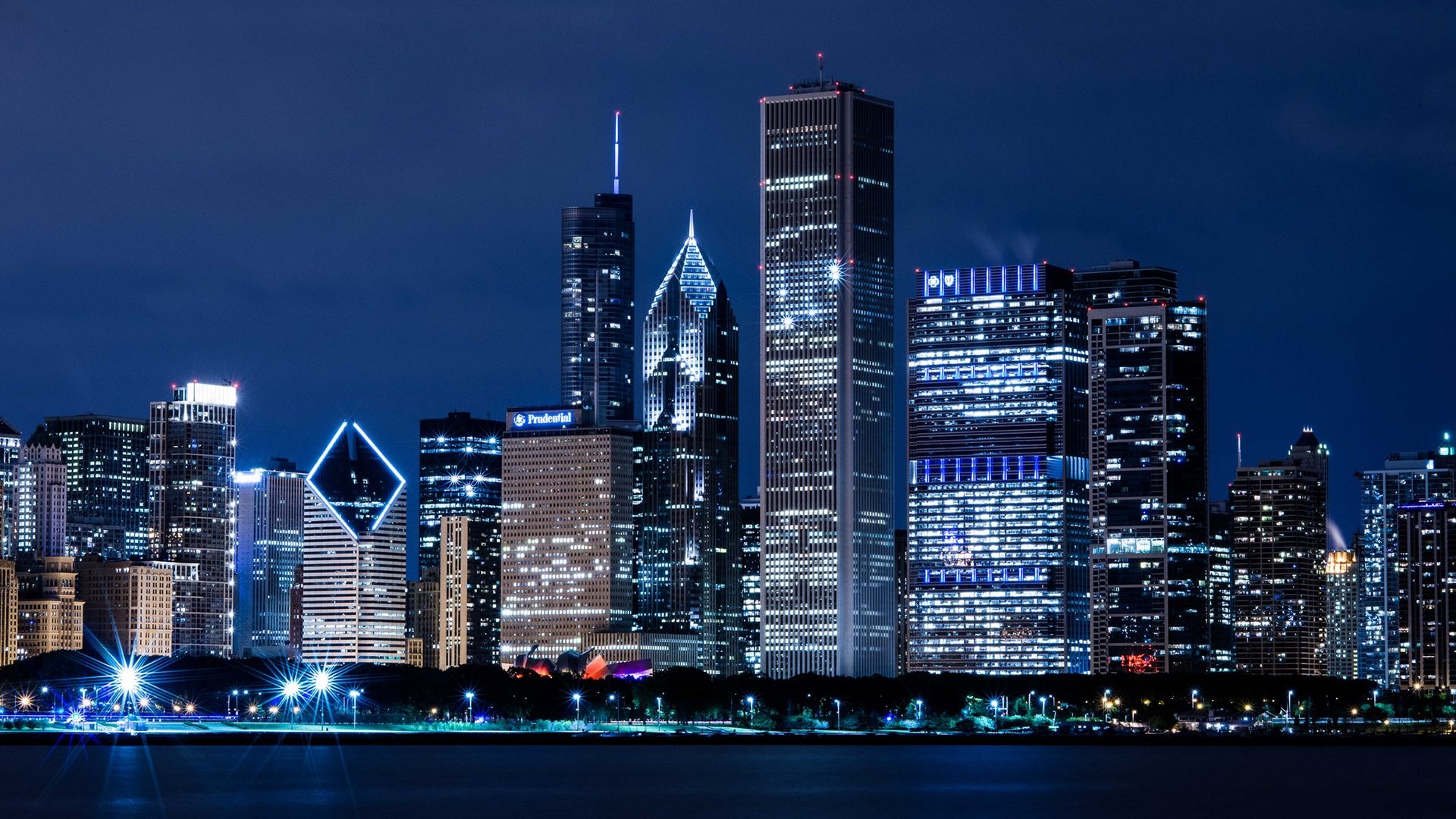 Skyline di Chicago notturno, 1920x1080 Full HD, Desktop