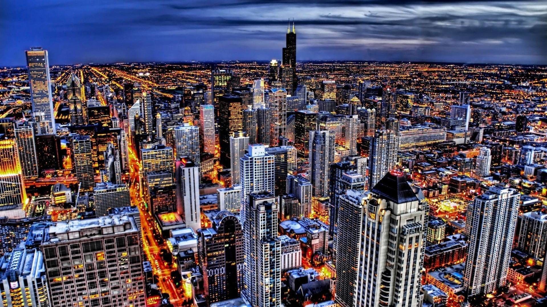 Skyline di Chicago notturno, 1920x1080 1080p, PC