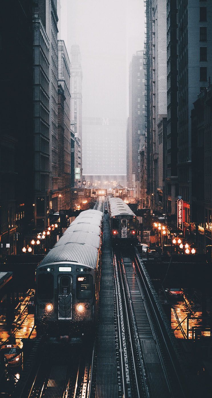 Treno metropolitana Chicago città, 744x1392 Verticale, Android