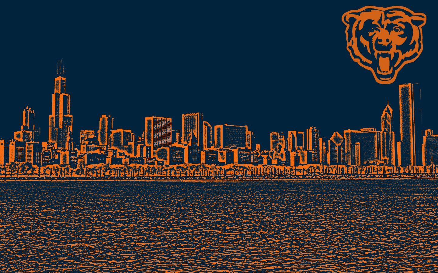 Skyline Chicago logo Bears, 1440x900 HD, Desktop