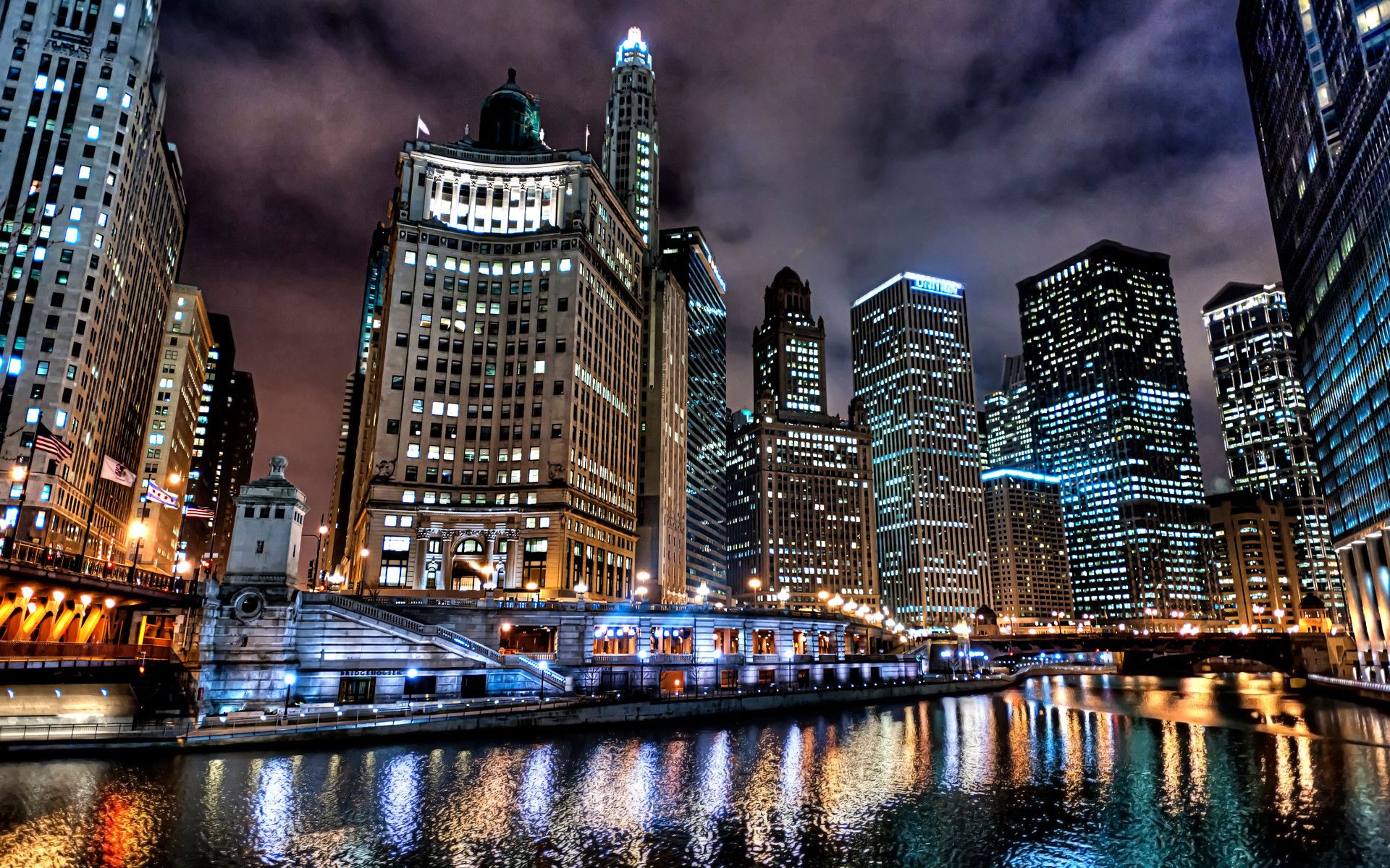 Skyline di Chicago di notte, 1920x1200 Full HD+ WUXGA, PC
