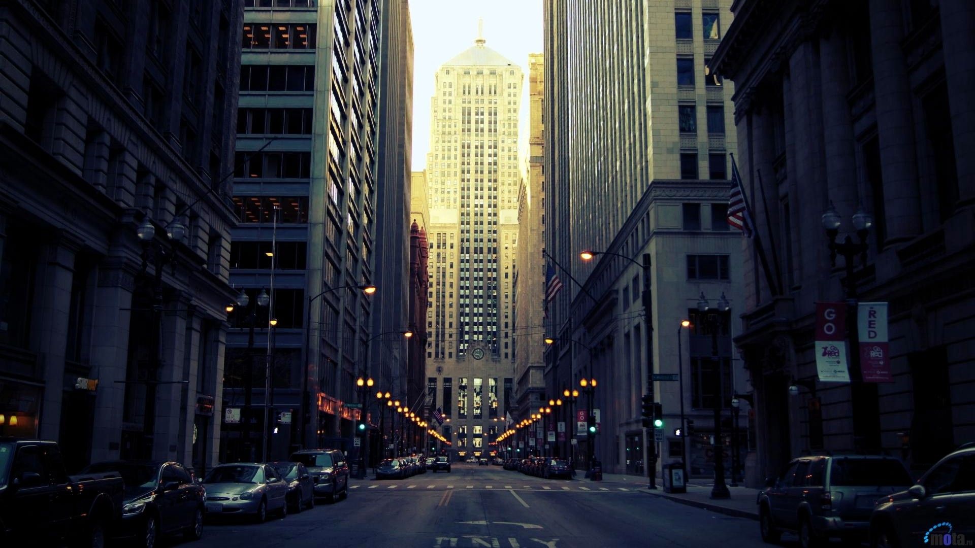 Strada di Chicago con grattacieli, 1920x1080 Full HD 1080p, Laptop