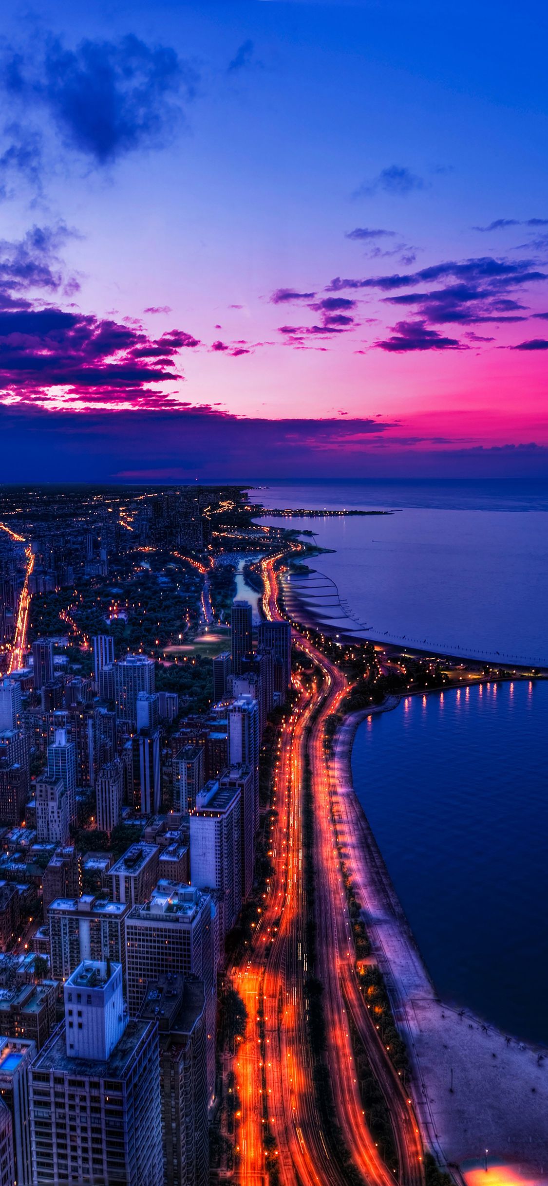Chicago skyline al tramonto, 1125x2436 Full HD Verticale, iPhone