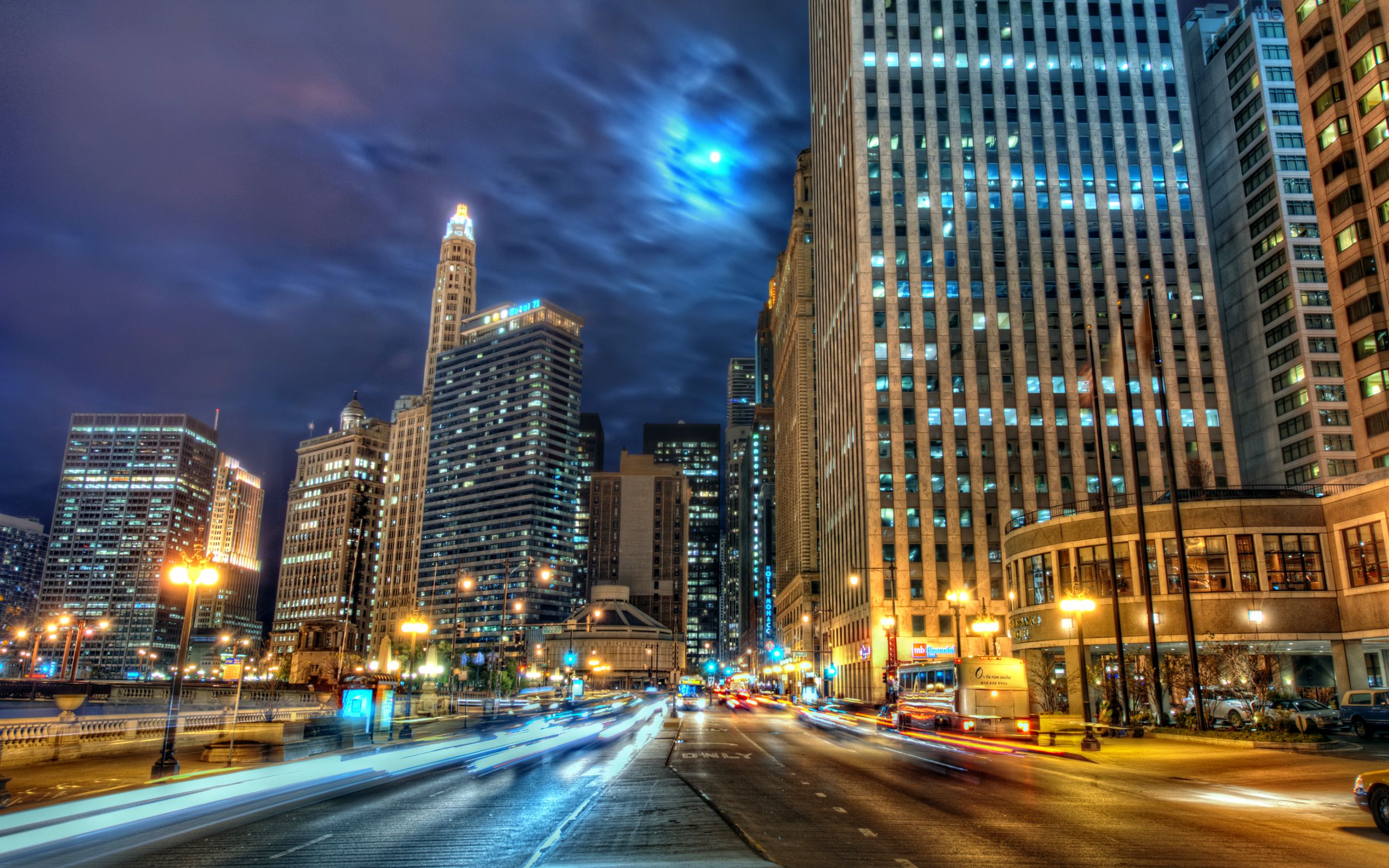 Skyline Chicago di notte, 2560x1600 2K+, Desktop