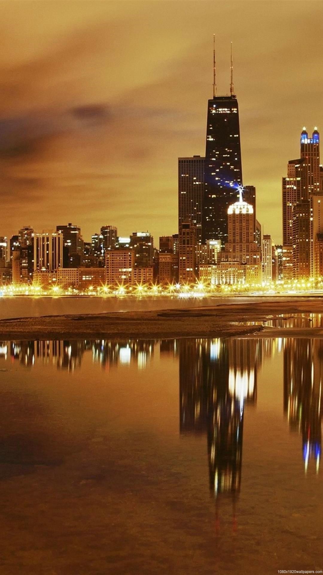 Skyline Chicago notturno, 1080x1920 Full HD Verticale, Samsung Galaxy