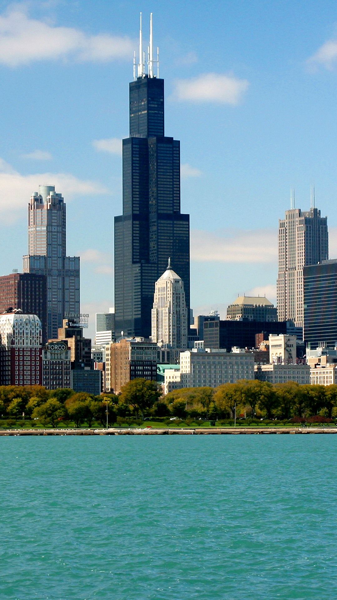 Skyline di Chicago con lago, 1080x1920 Full HD Verticale, iPhone