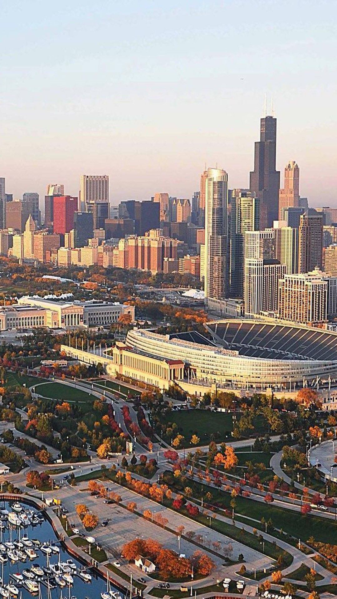 Skyline Chicago con stadio, 1080x1920 Full HD Verticale, Smartphone