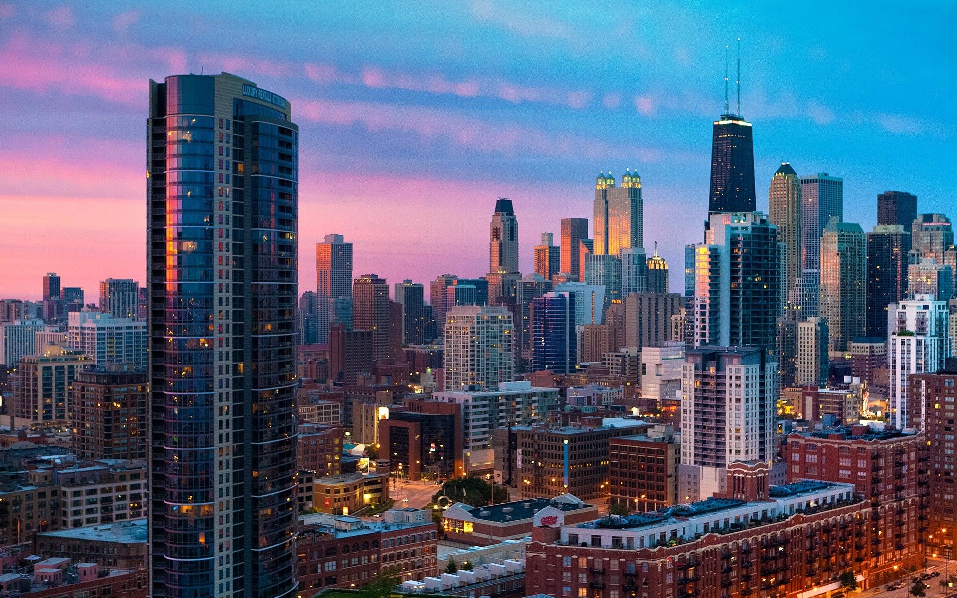 Skyline di Chicago al tramonto, 1920x1200 WUXGA, PC
