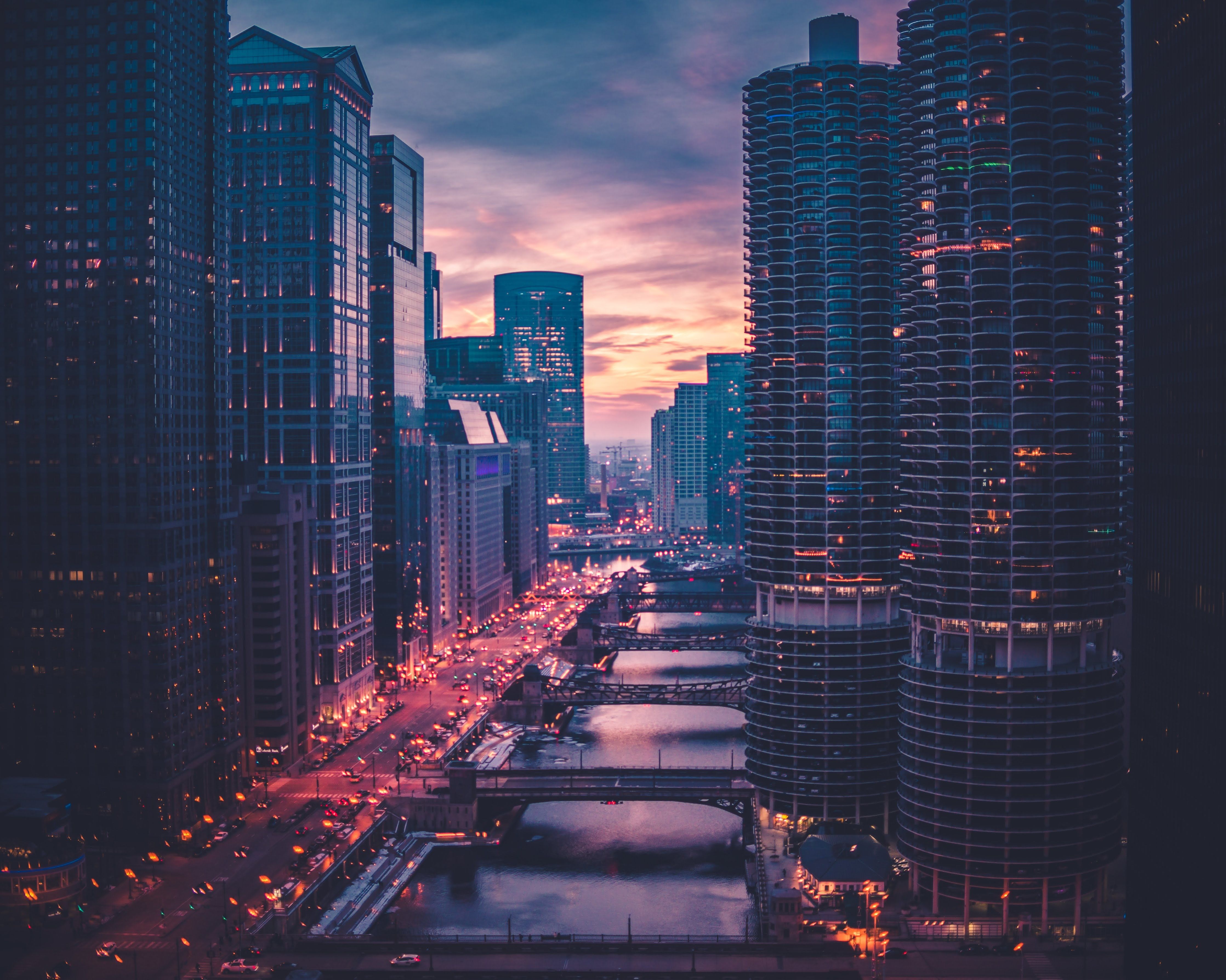 Skyline di Chicago al tramonto, 4473x3576 UHD, PC 4K