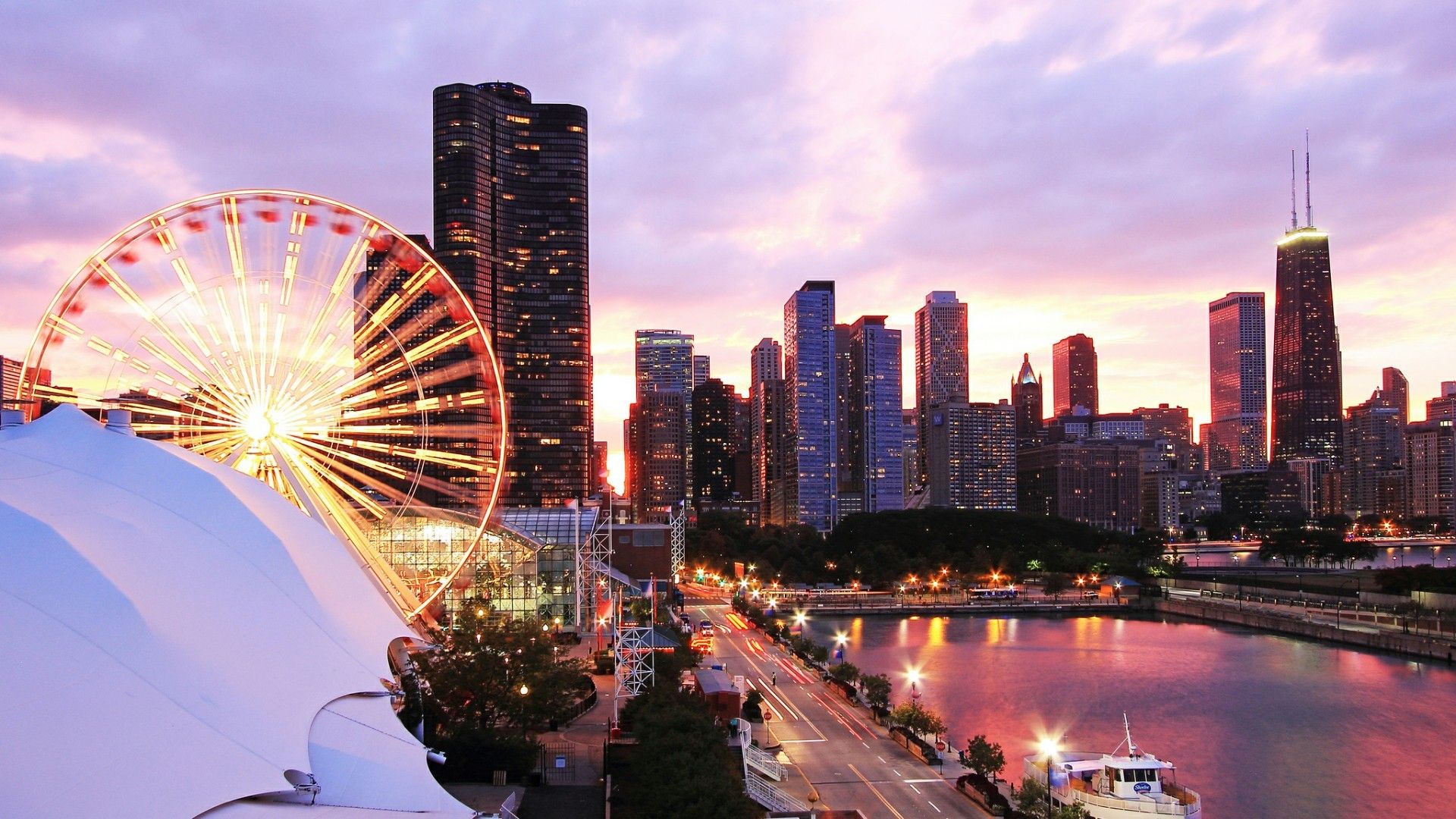 Skyline di Chicago al tramonto, 1920x1080 1080p, Desktop