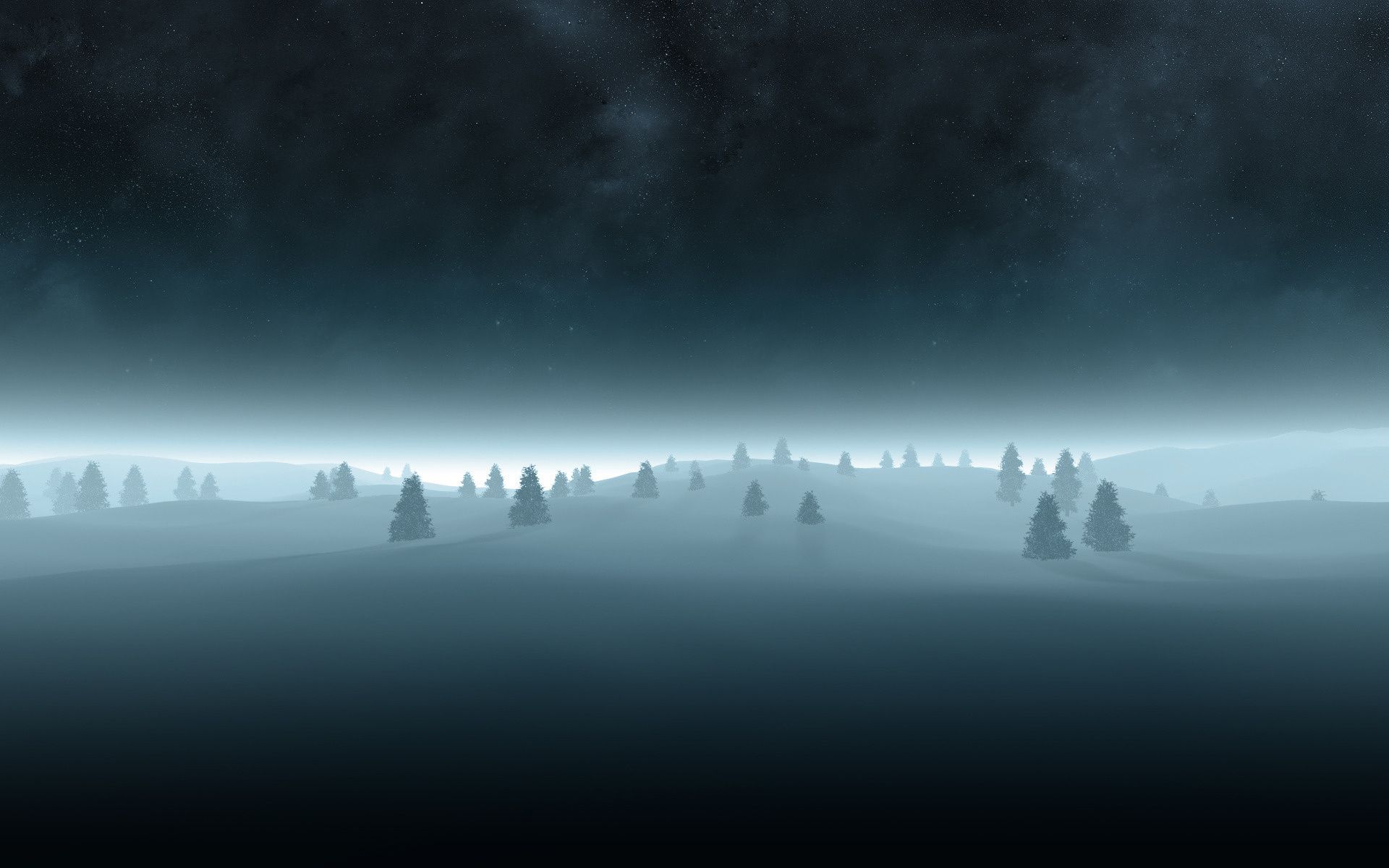Foresta nebbiosa notturna blu, 1920x1200 Full HD+ WUXGA, Desktop