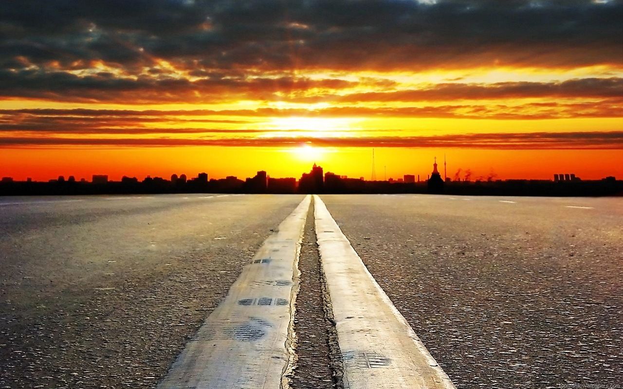 Strada al tramonto, 1280x800 HD, Desktop