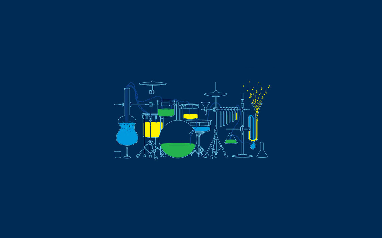 Batteria musicale con vetreria chimica, 1280x800 720p, Laptop