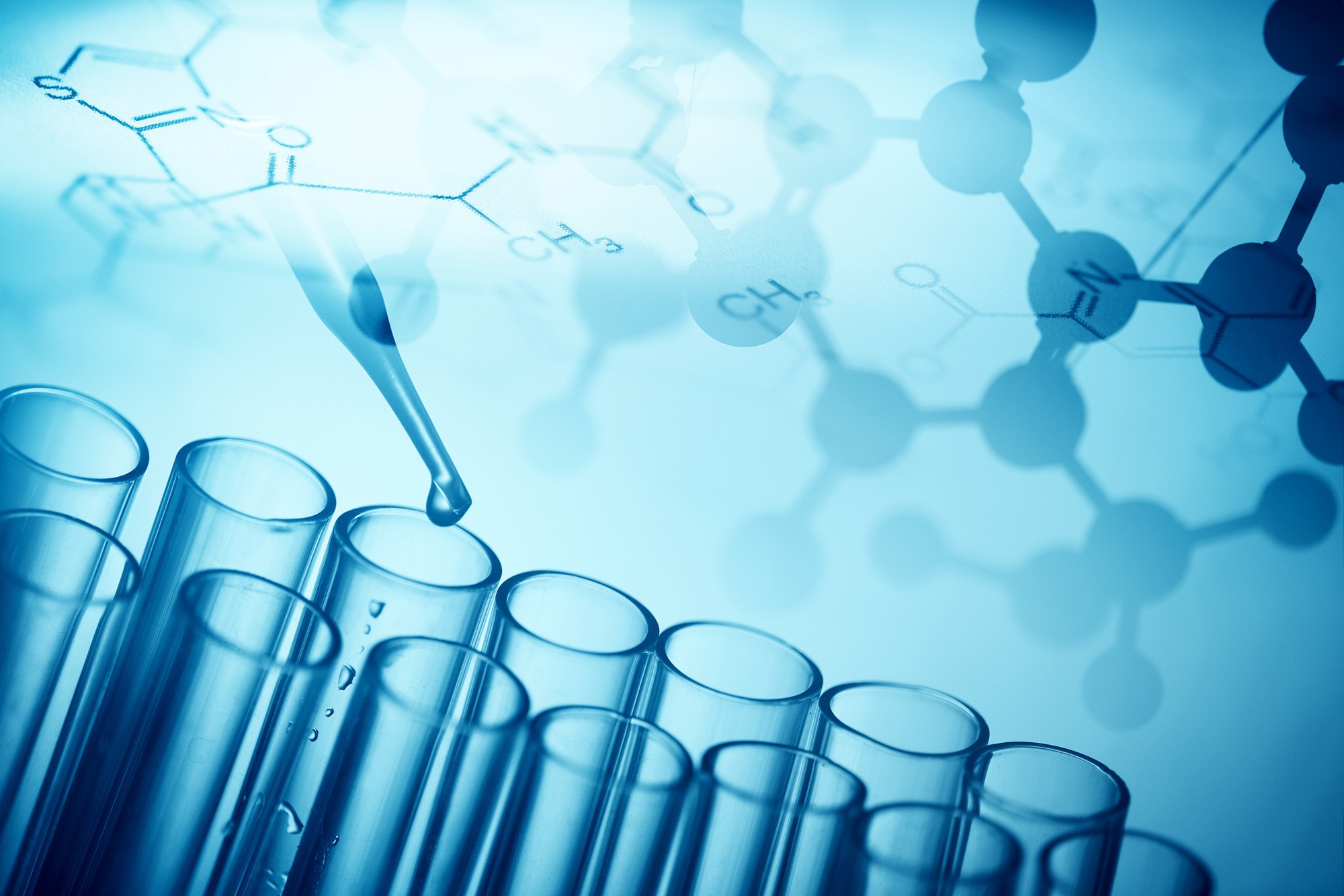 Provette laboratorio chimica blu, 2000x1334 2K, Desktop