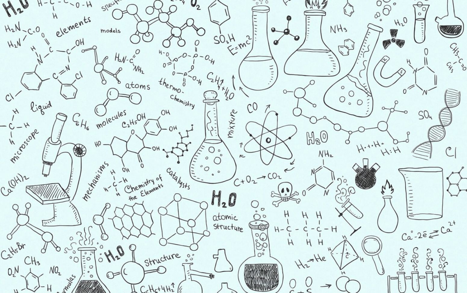 Disegni chimica su sfondo azzurro, 1551x973 720p, MacBook Air