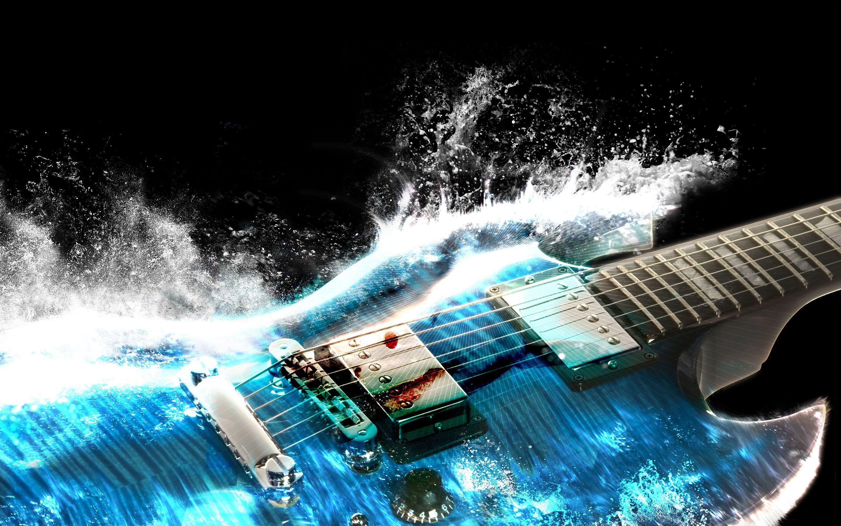 Chitarra elettrica onda blu, 2880x1800 2K+, MacBook Pro