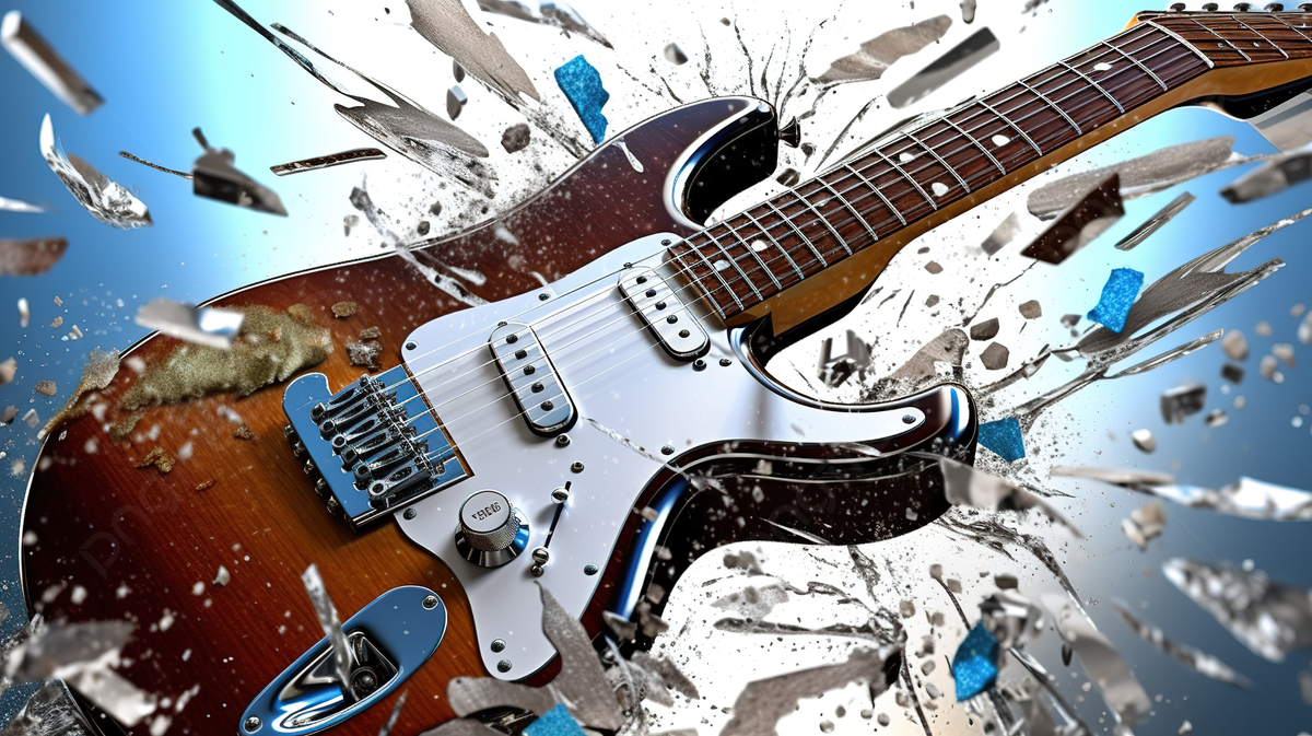 Chitarra elettrica in frantumi, 1200x673 HD, Laptop