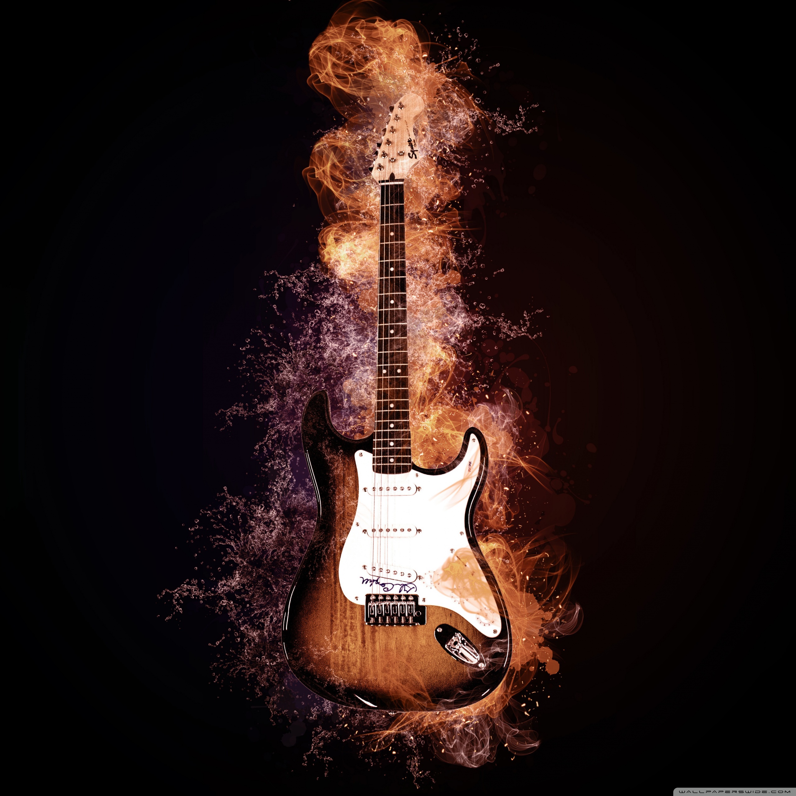 Chitarra elettrica in fiamme, 2560x2560 2K+, Desktop