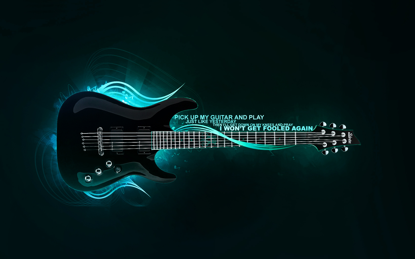 Chitarra elettrica nera luminosa, 1680x1050 HD, Desktop
