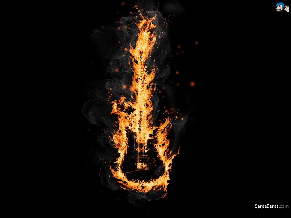 Chitarra Gretsch tra fiamme, 1600x1000 900p, PC