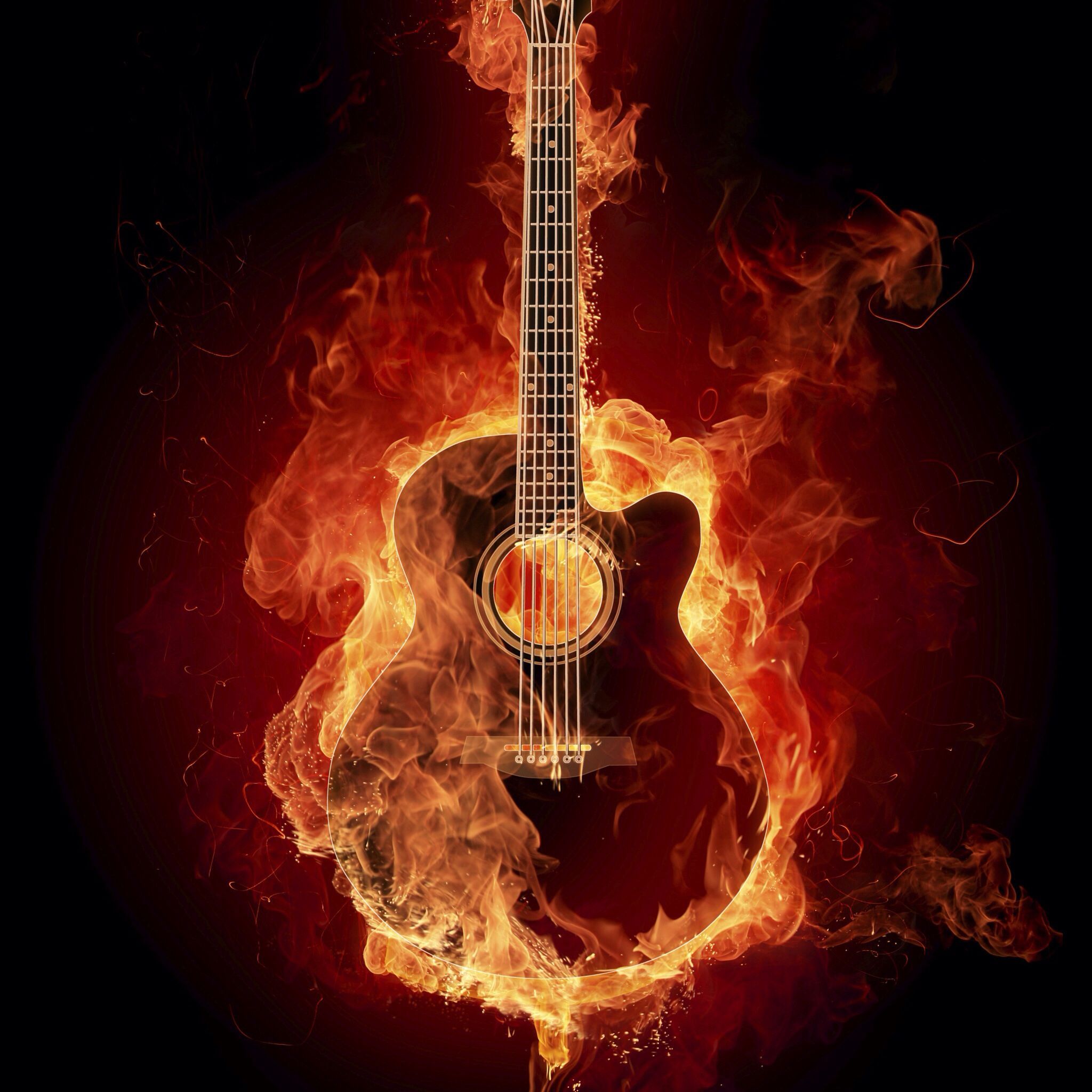 Chitarra elettrica acqua e fuoco, 2560x1600 2K, PC