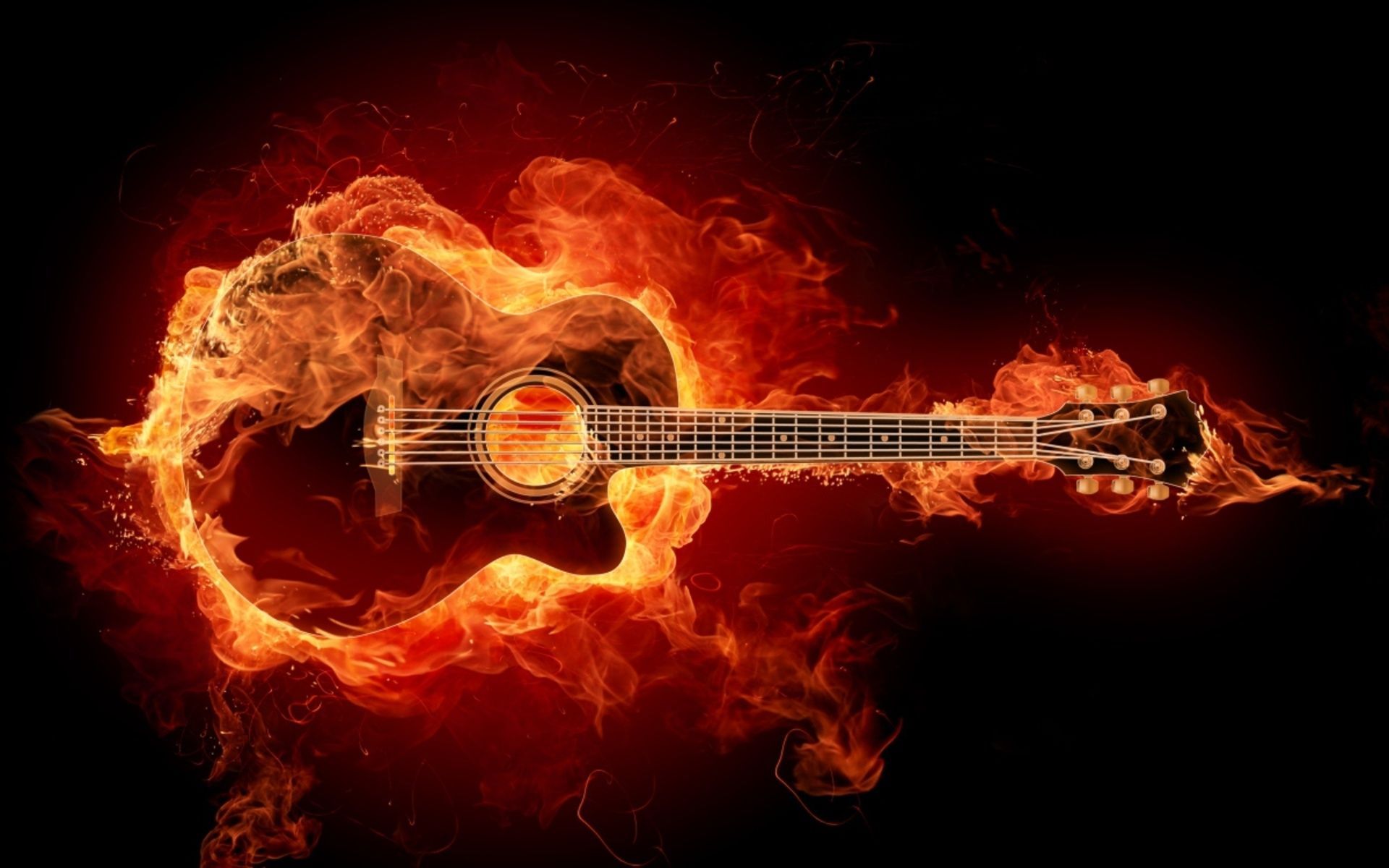 Chitarra elettrica avvolta dalle fiamme, 1280x1024 720p, PC