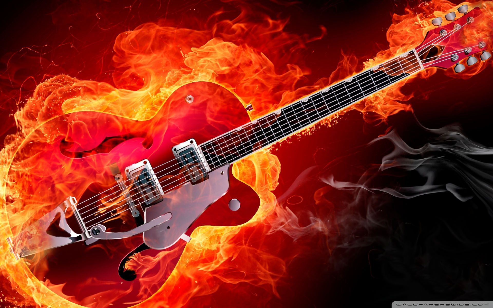 Chitarra acustica in fiamme, 1920x1200 Full HD+ WUXGA, Laptop