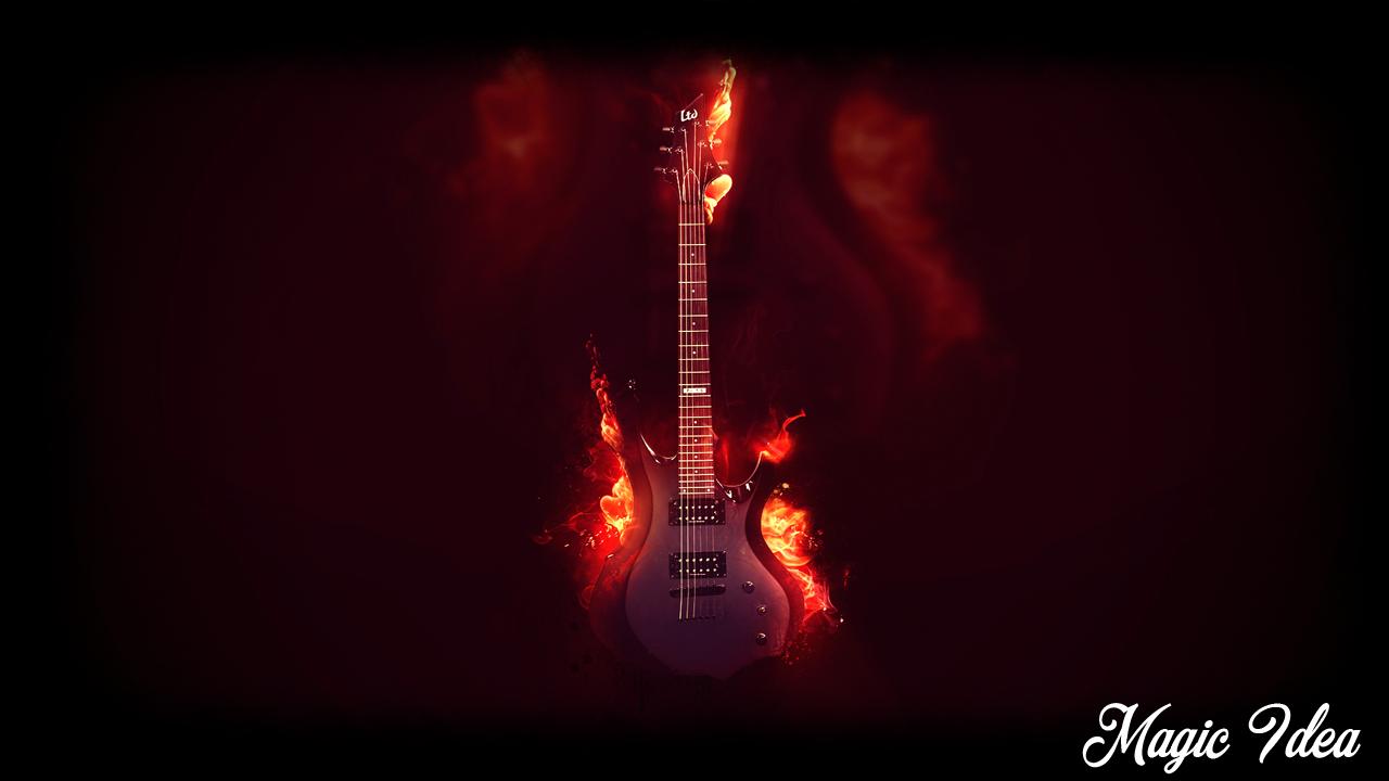 Chitarra acustica in fiamme, 1500x1500 HD, Notebook Gaming
