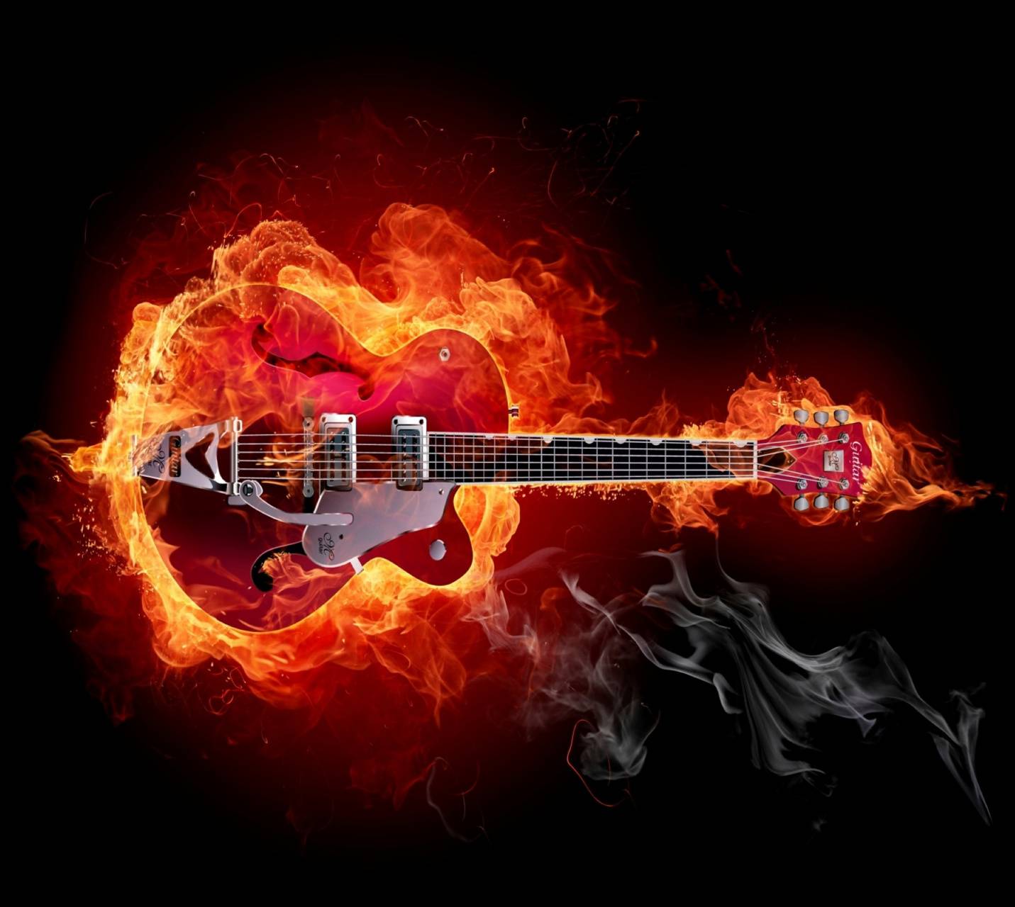 Chitarra elettrica con fiamme, 1600x1200 HD Ready, Desktop