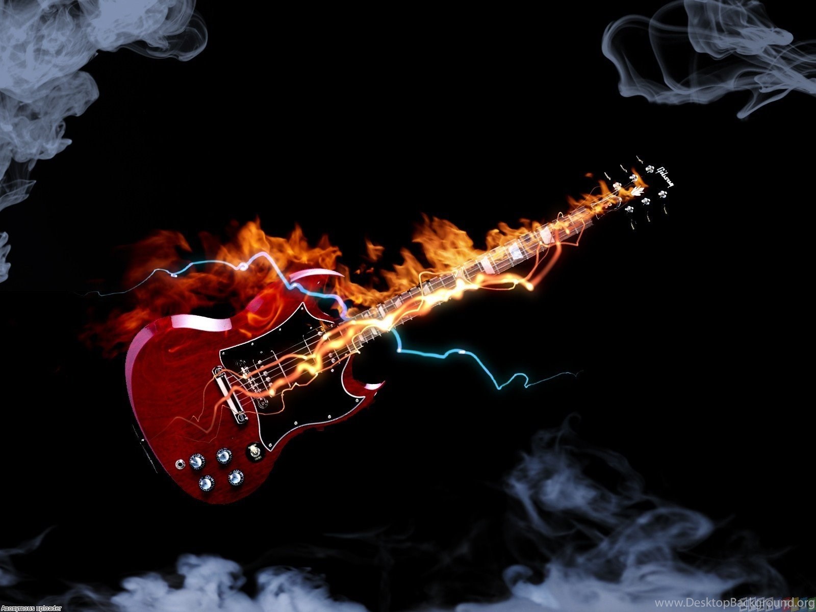 Chitarra Les Paul con fiamme, 538x1484 Full HD Verticale, Smartphone