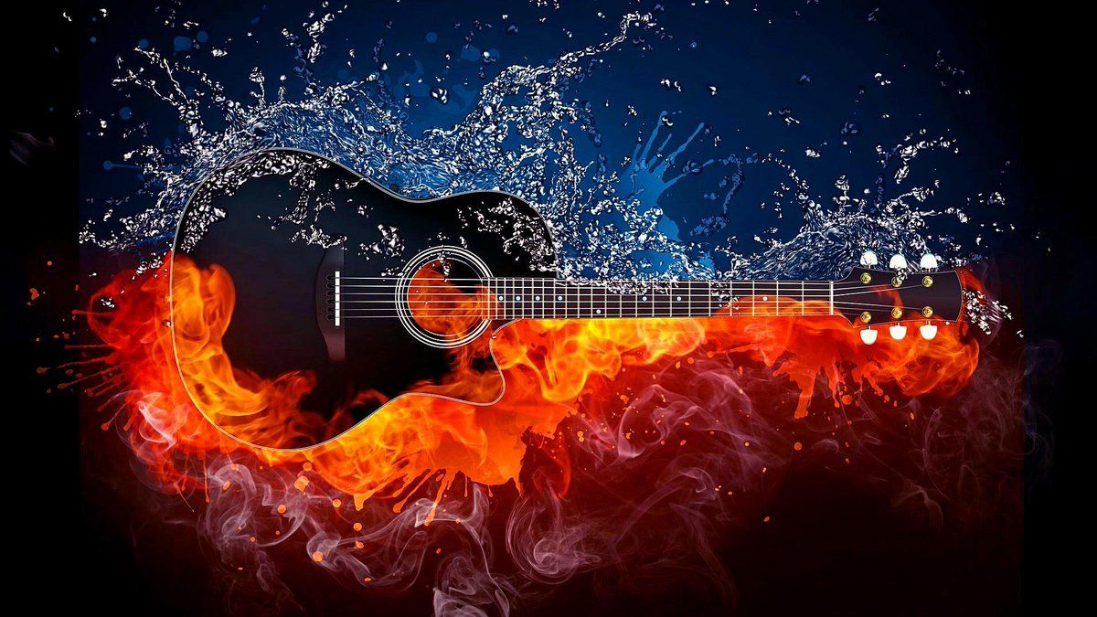 Chitarra elettrica in fiamme, 1920x1200 Full HD+ WUXGA, PC