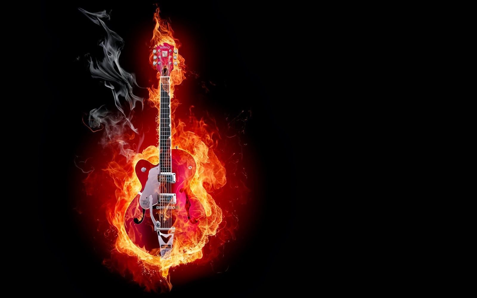 Chitarra avvolta da fiamme colorate, 1332x850 HD, ROG Asus Laptop