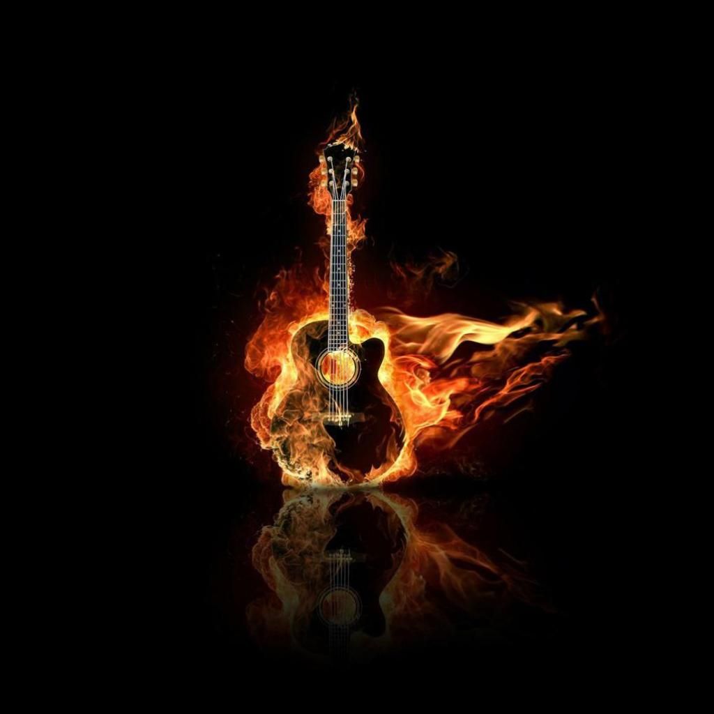 Chitarra elettrica in fiamme, 1080x1920 Verticale, Samsung Galaxy